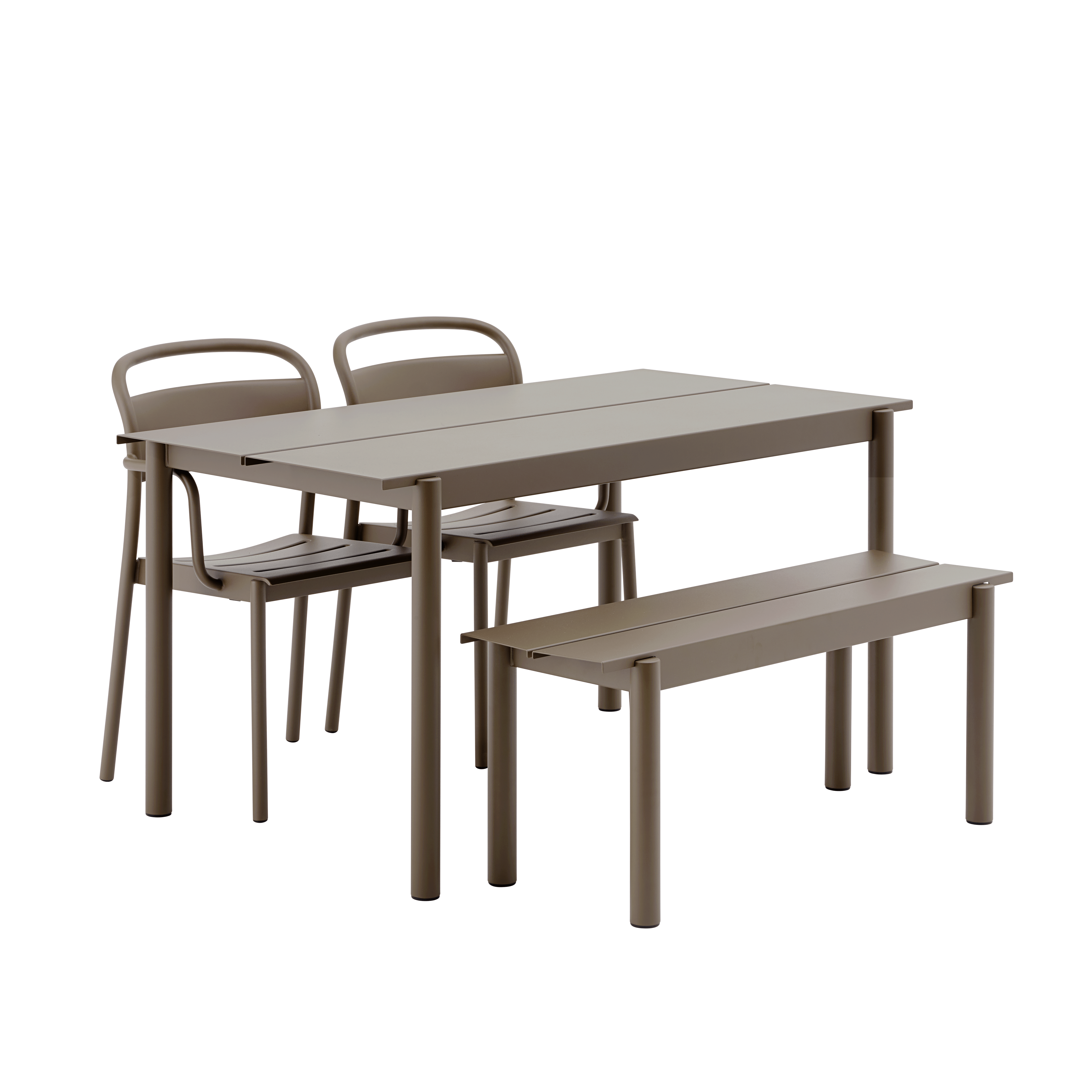 Buiten tafel LINEAR taupe staal