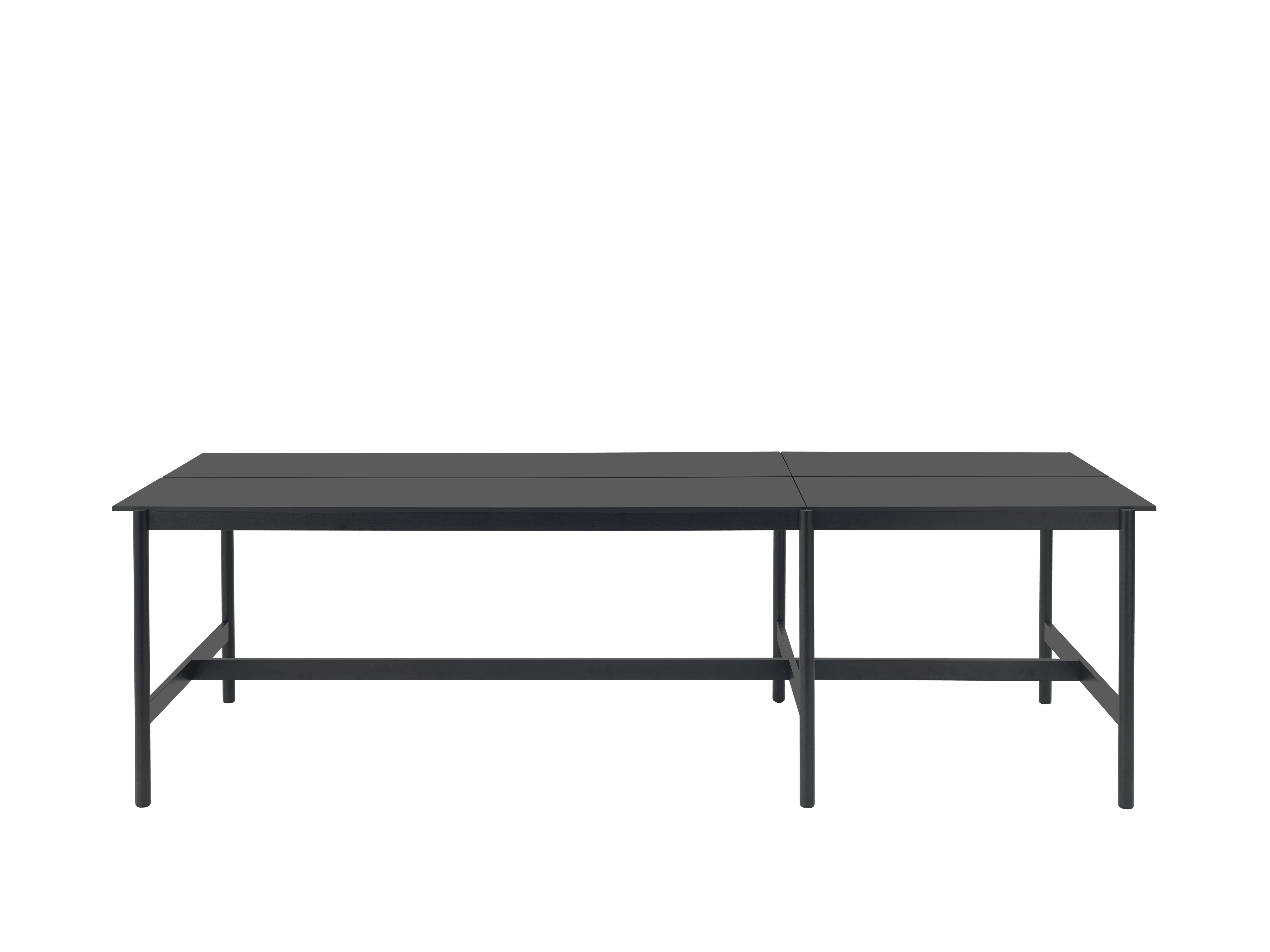 Stół biurowy LINEAR SYSTEM HIGH - KONFIGURACJA 1 czarny nanolaminat z czarną podstawą do jadalni – Muuto
