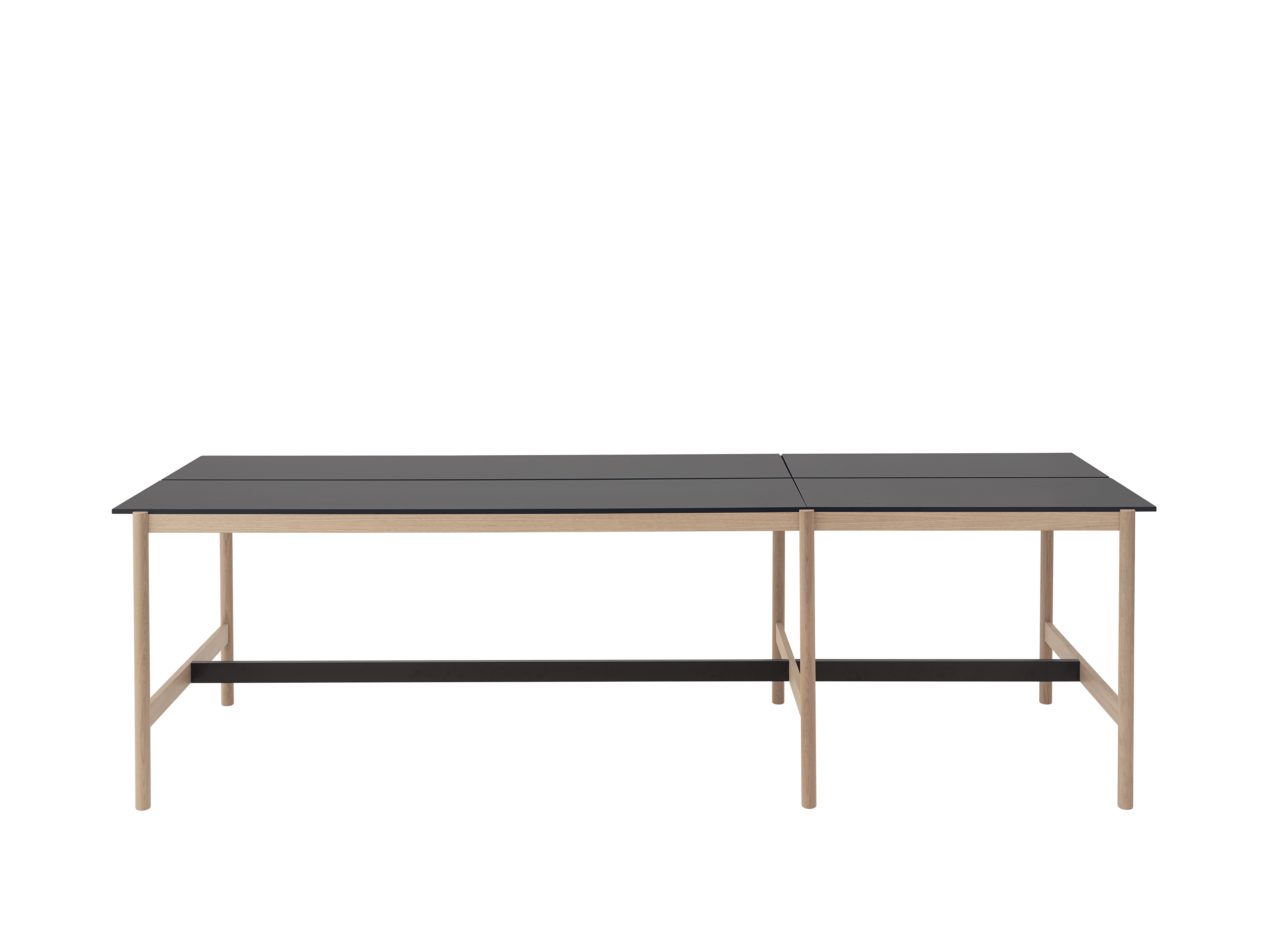 Stół biurowy LINEAR SYSTEM HIGH - KONFIGURACJA 1 czarny nanolaminat z dębowa podstawą – drewno dębowe