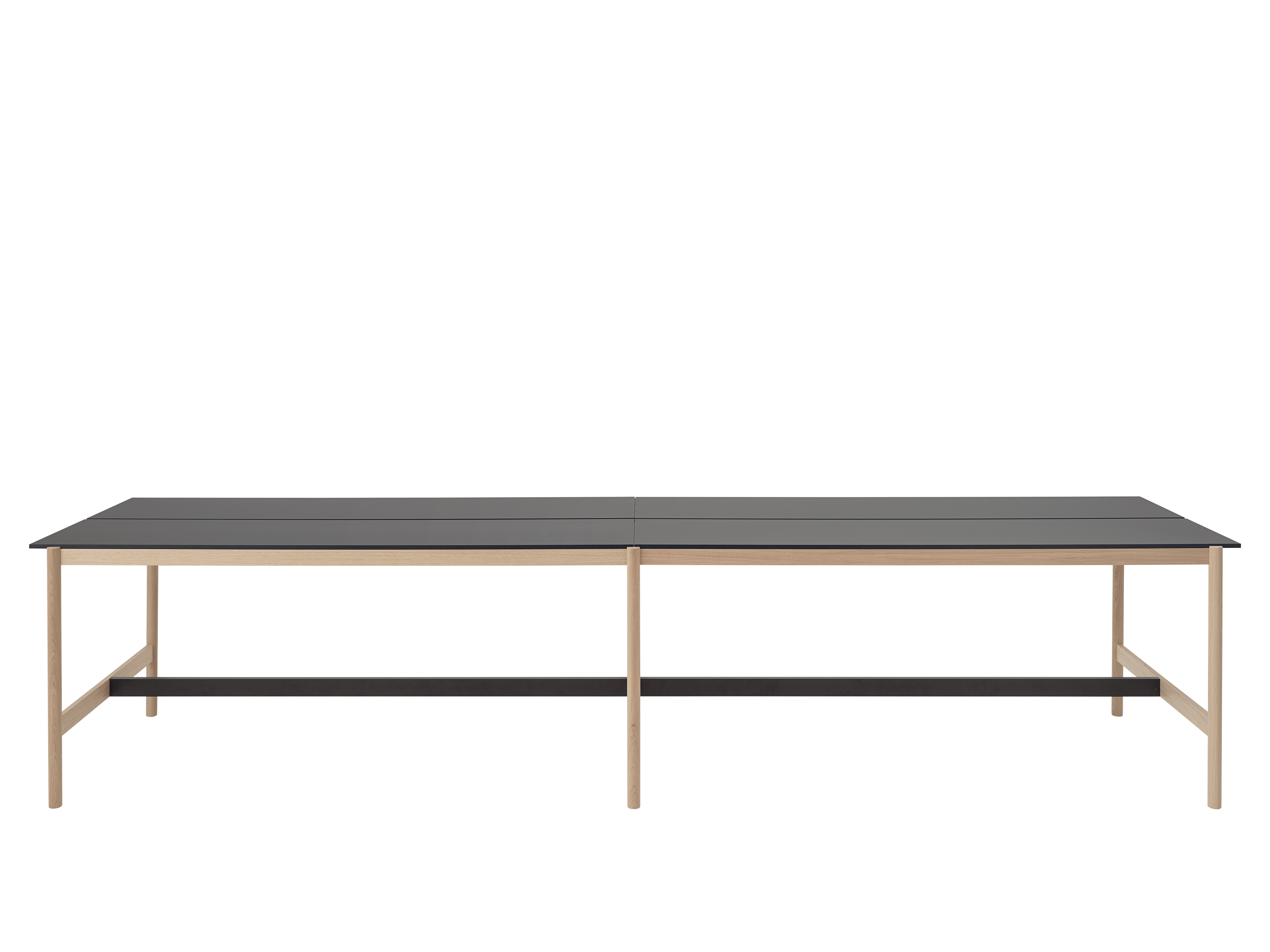 Bureau tafel LINEAR SYSTEM HIGH - CONFIGURATIE 2 zwart nanolaminaat met eiken basis