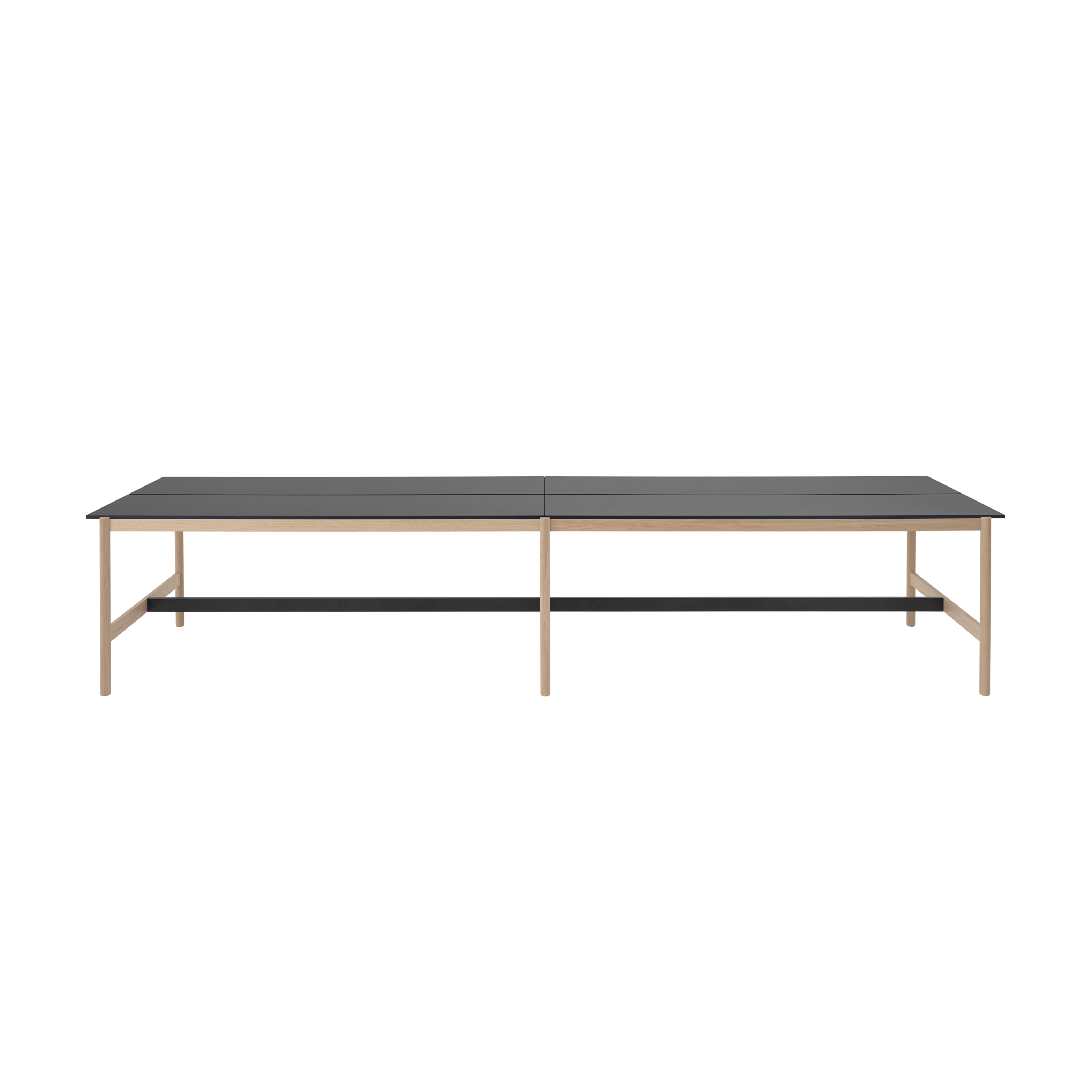 Bureau tafel LINEAR SYSTEM HIGH - CONFIGURATIE 2 zwart nanolaminaat met eiken basis