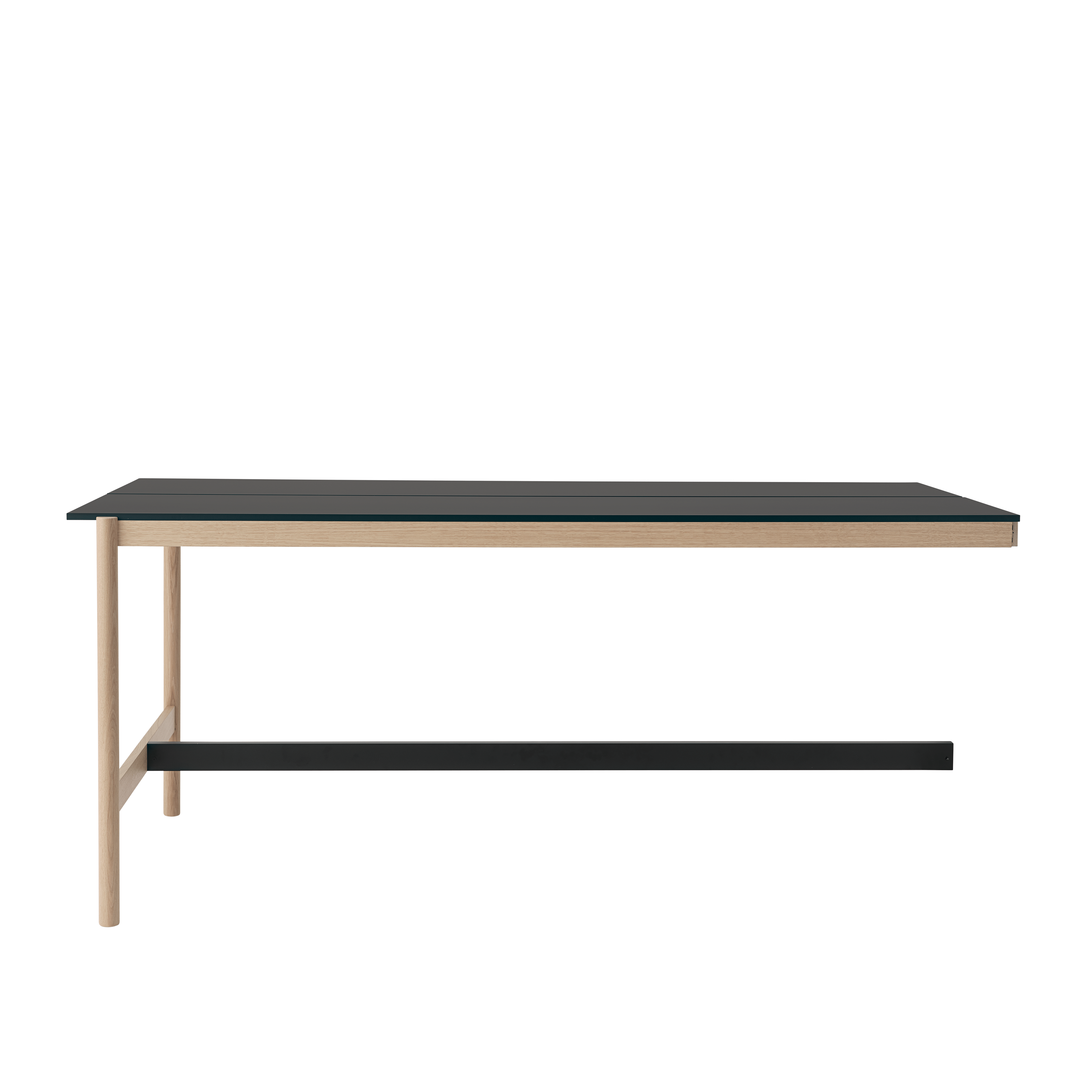Bureau tafel LINEAR SYSTEM HIGH - CONFIGURATIE 2 zwart nanolaminaat met eiken basis
