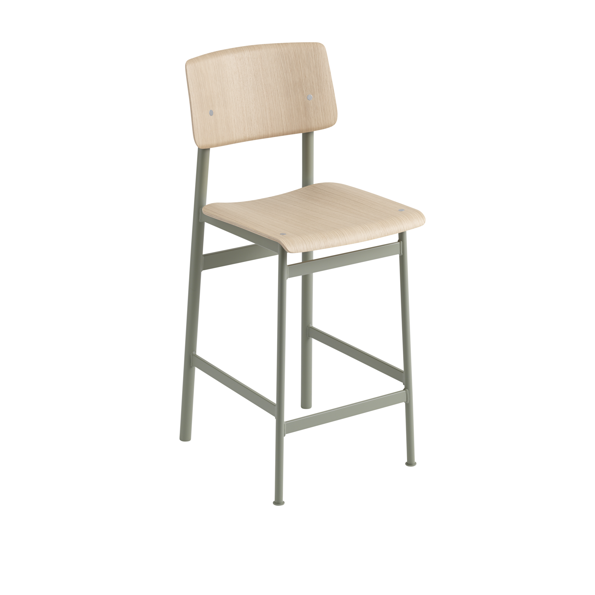 LOFT Bar Stool with Oak Veneer and Dirty Green Base