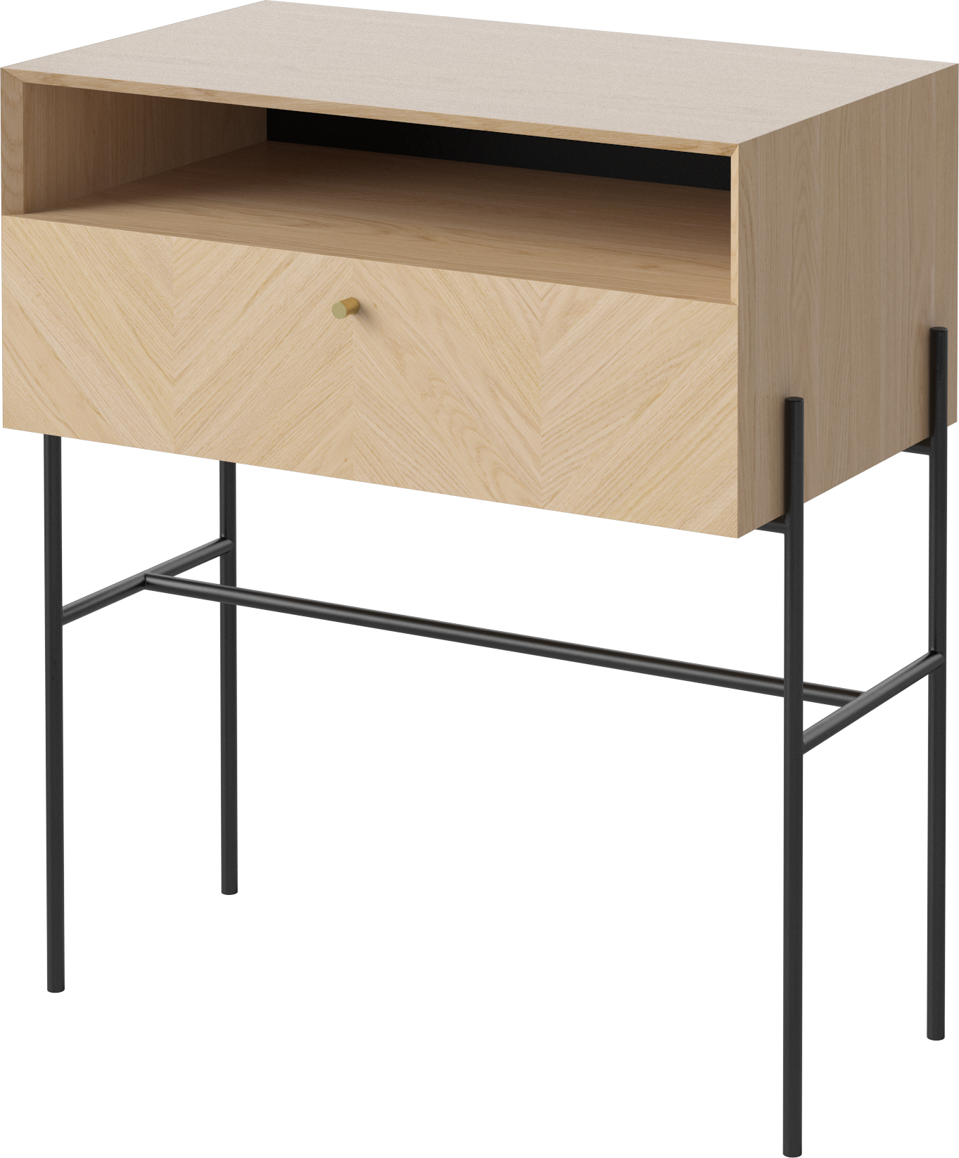 Luxe cabinet bleached oak wood with a black base