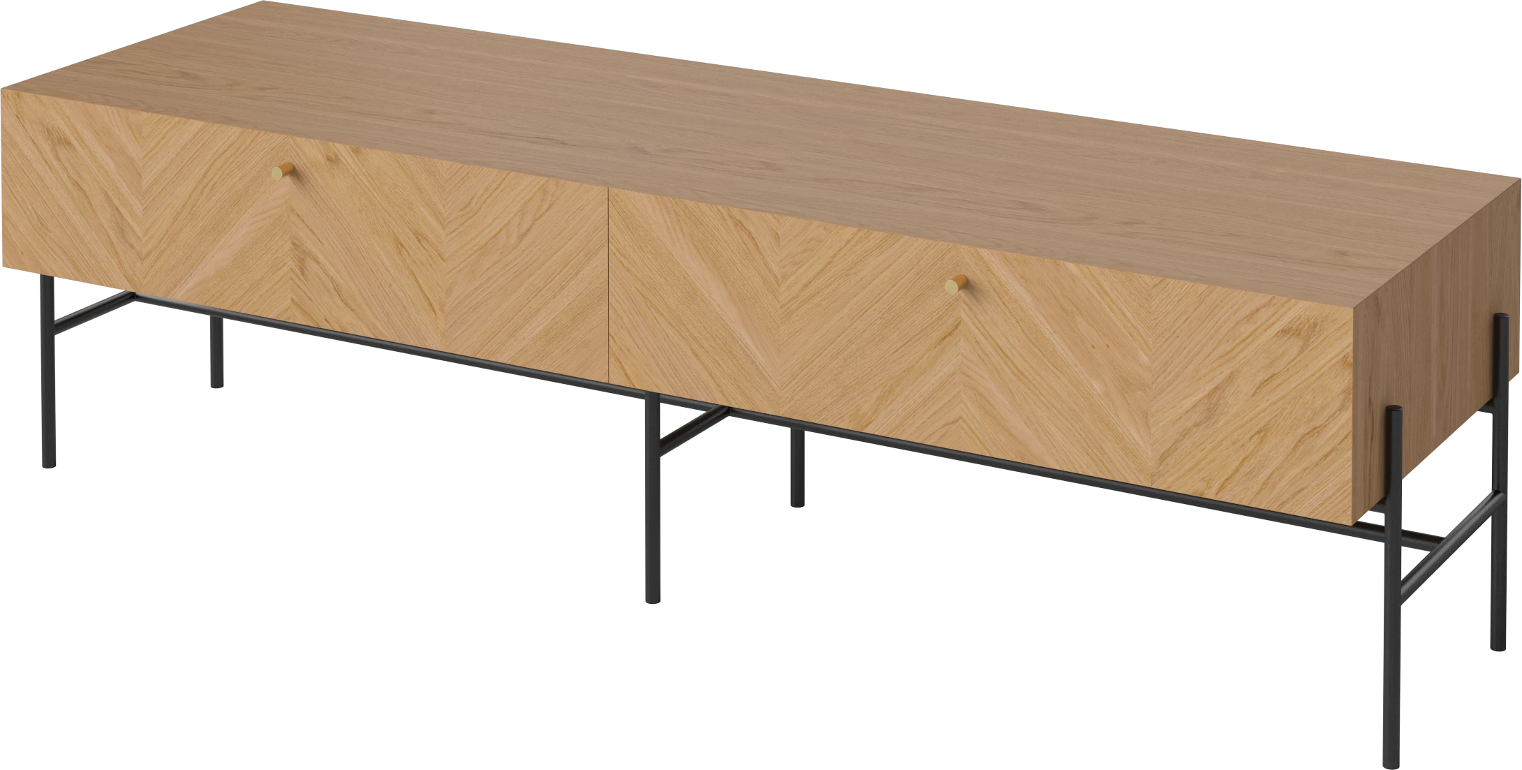 RTV cabinet luxe oak wood with a gray base