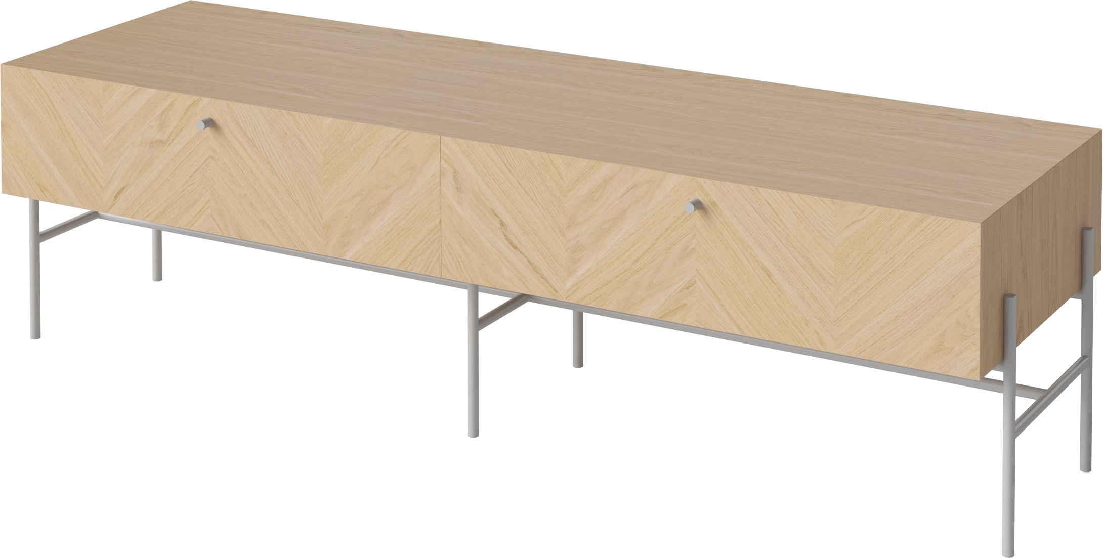 RTV Luxe cabinet bleached oak wood with a gray base