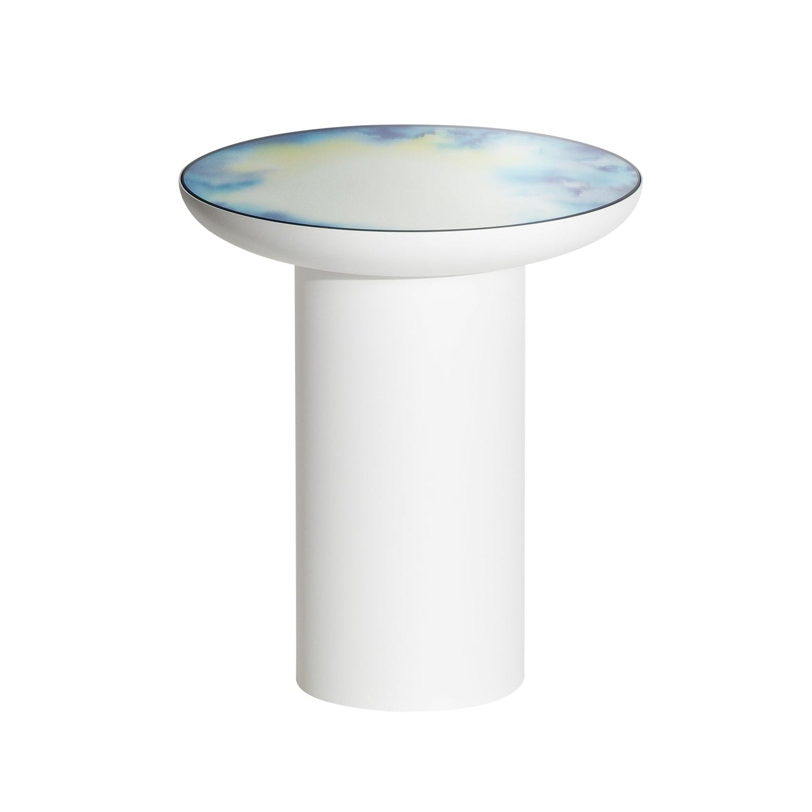 Bijzettafel FRANCIS wit met een spiegelblad