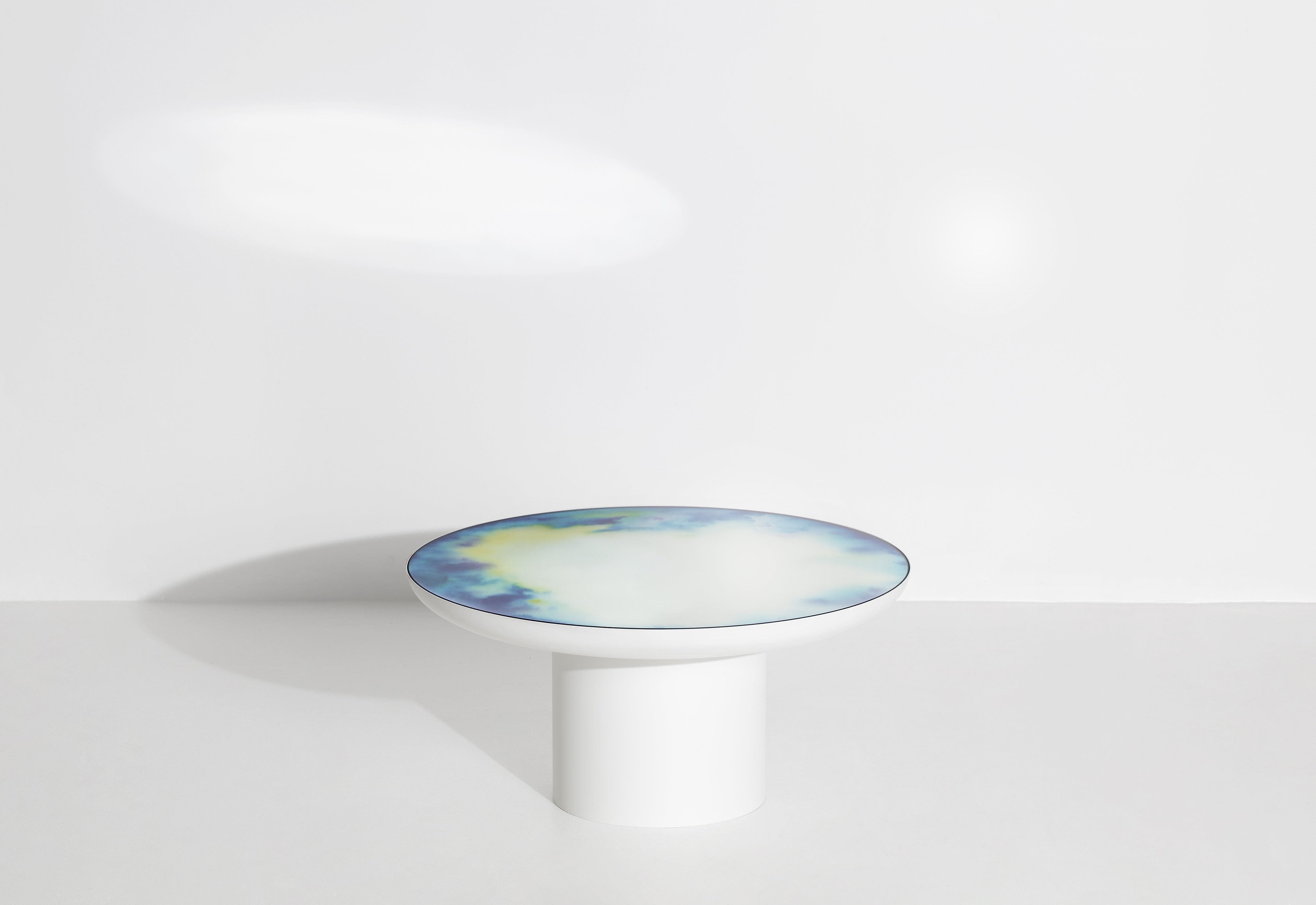 Witte koffietafel FRANCIS met een spiegelblad