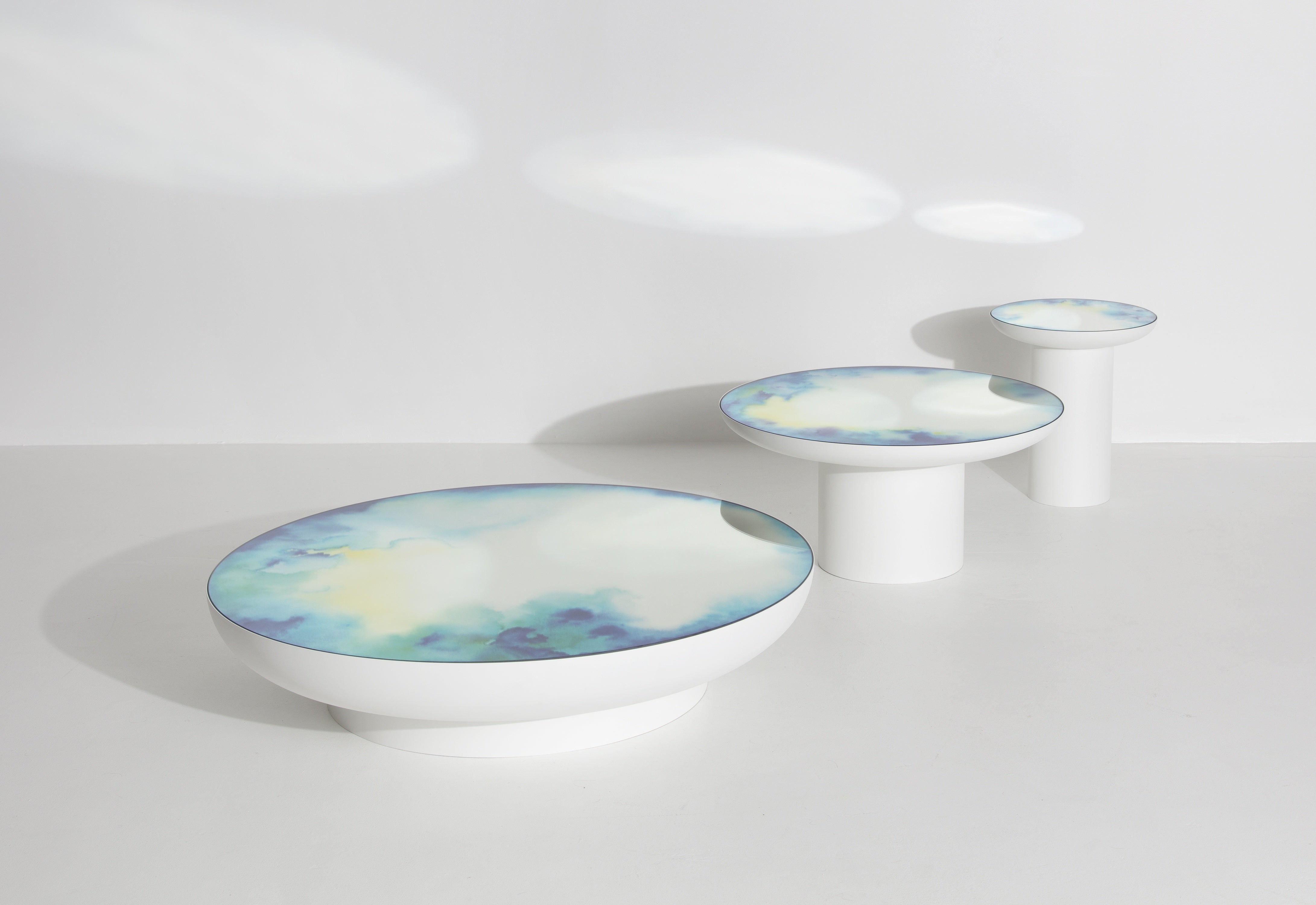 Witte koffietafel FRANCIS met een spiegelblad
