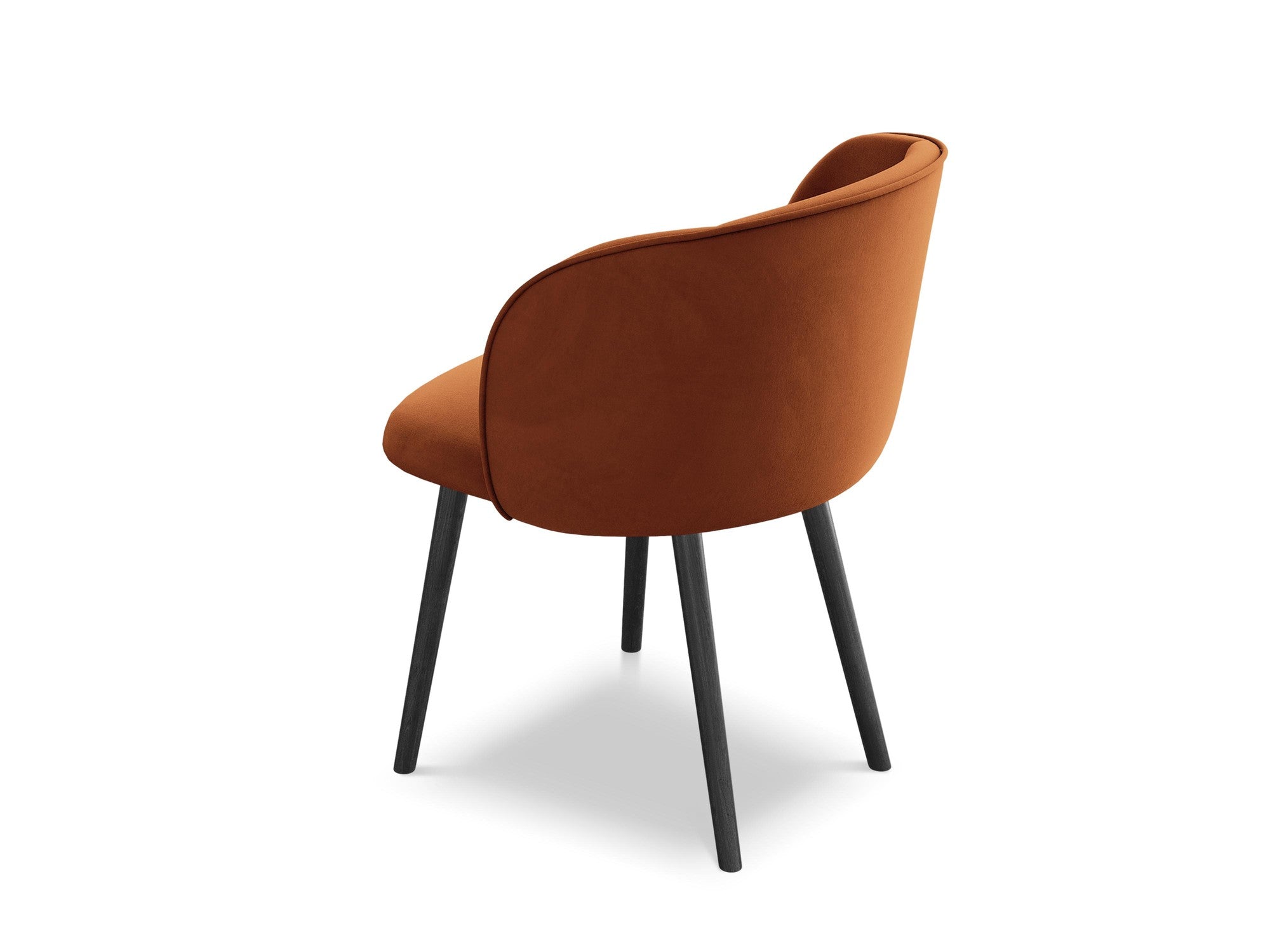 Velours stoel MAIA terracotta met zwarte eiken basis