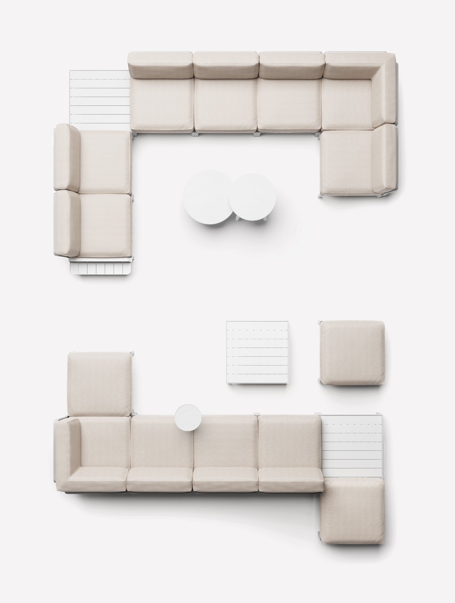 MAXIMO 5 Modular Outdoor Corner Sofa in Gray with Chalk Base