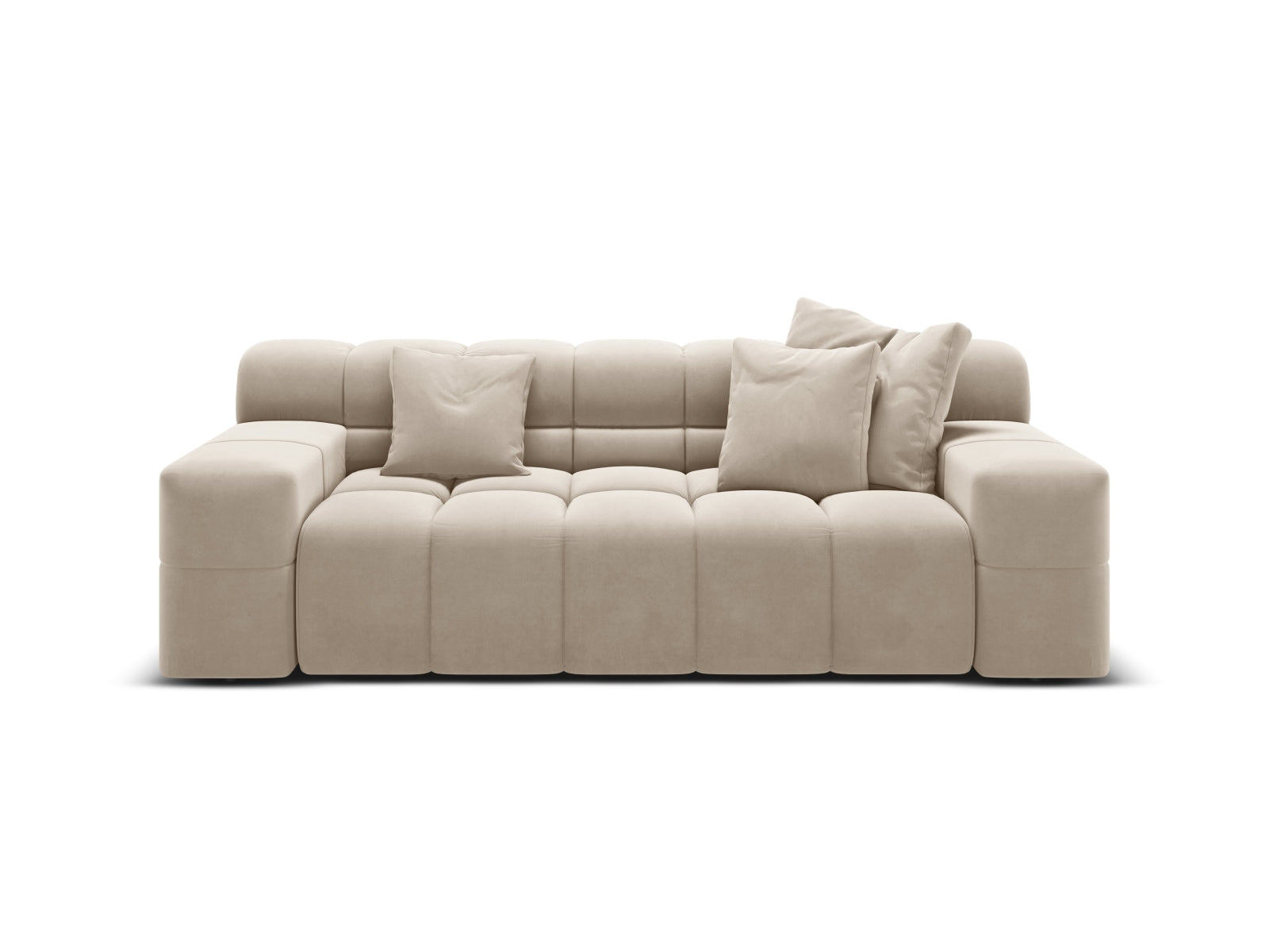 Sofa van fluweel 2-zits AGAVE lichtbeige