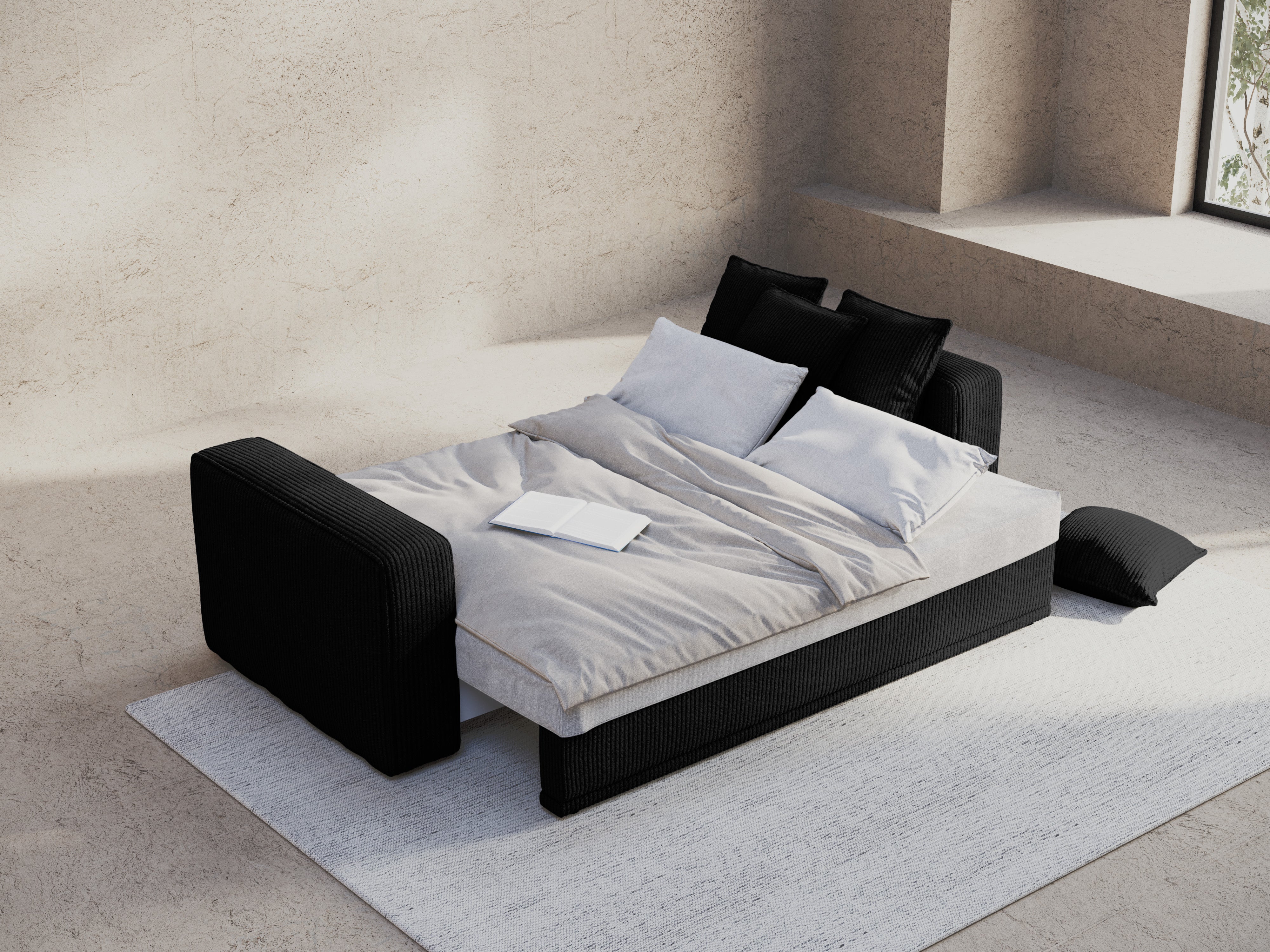 Sofa met slaapfunctie RIBES zwart fluweel