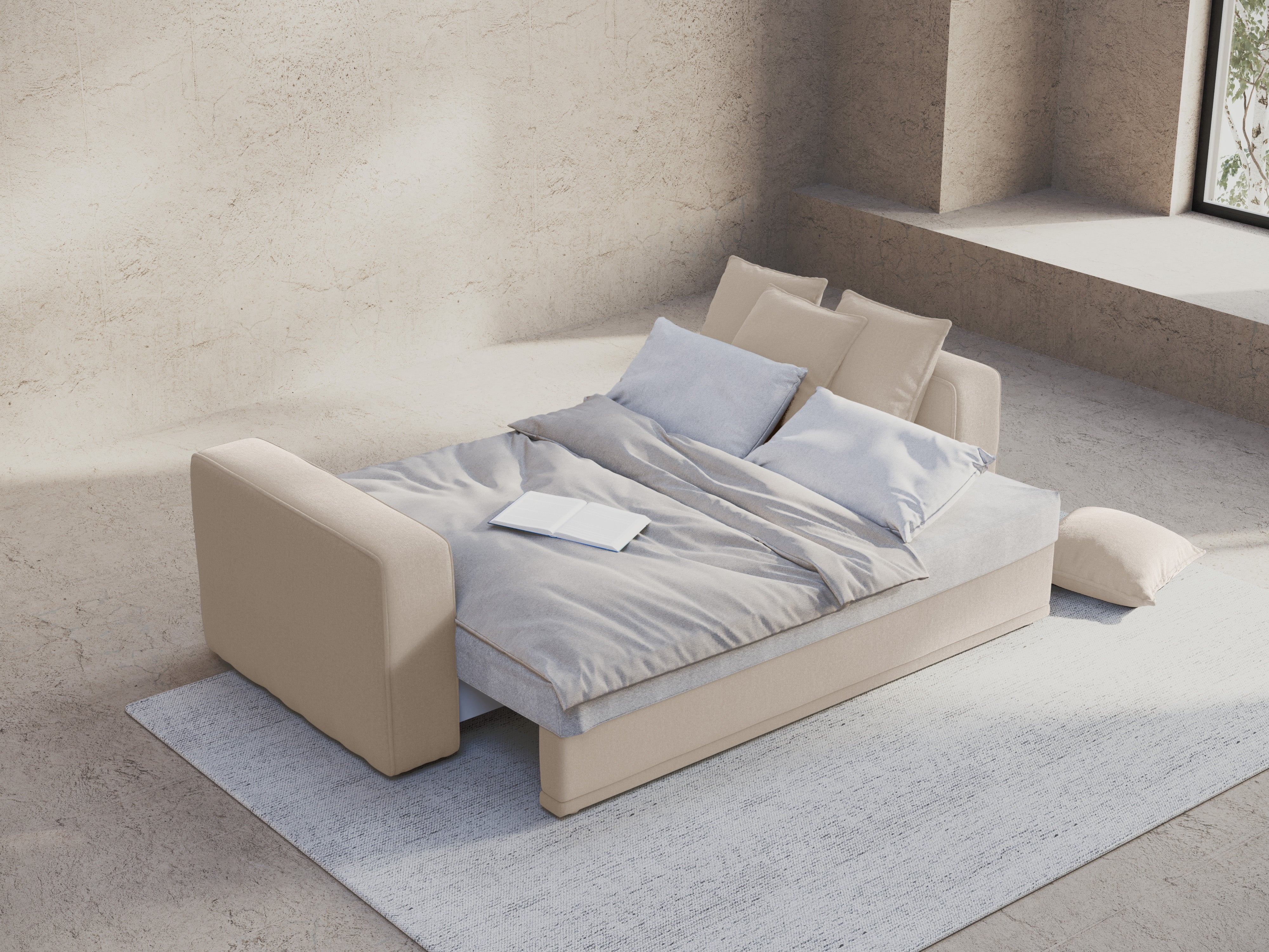 Sofa mit Schlaffunktion RIBES hellbeige Chenille