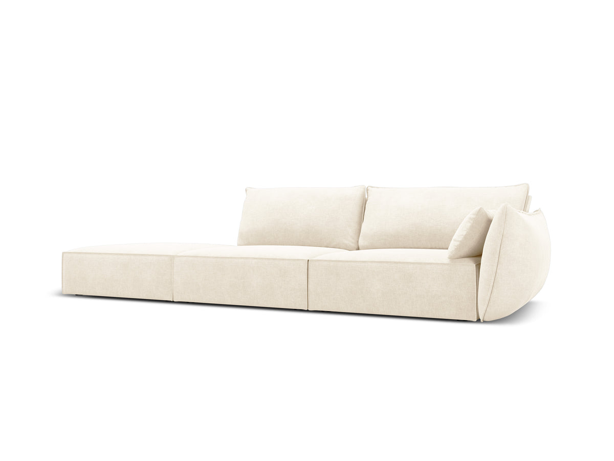 Bank in chenille stof links open VANDA lichtbeige