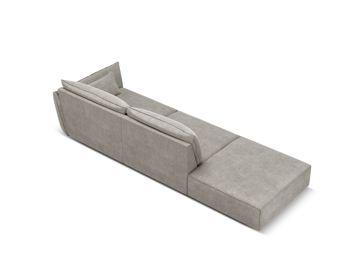 Sofa in chenille stof links open VANDA lichtgrijs