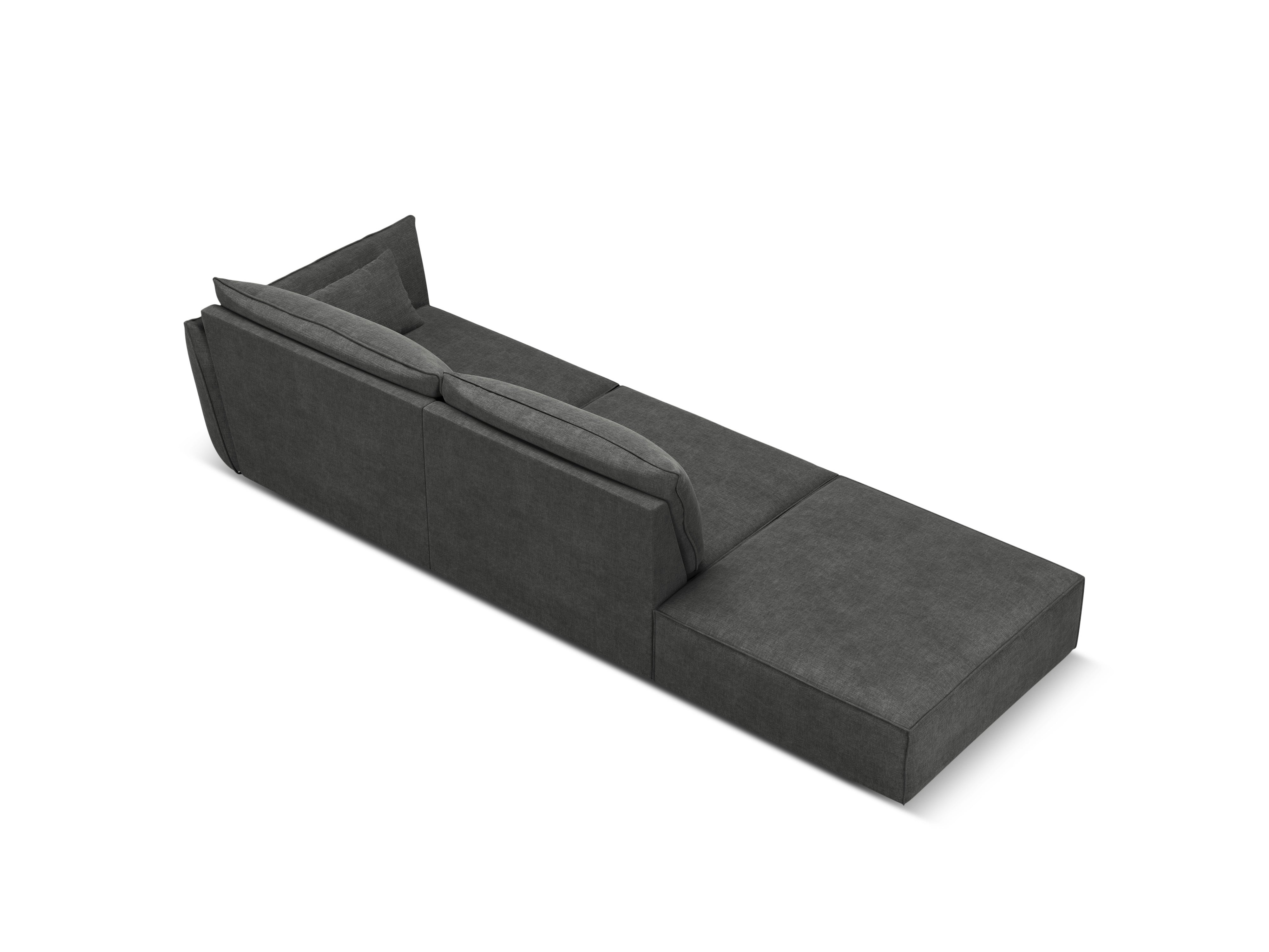 Sofa in chenille stof links open VANDA donkergrijs