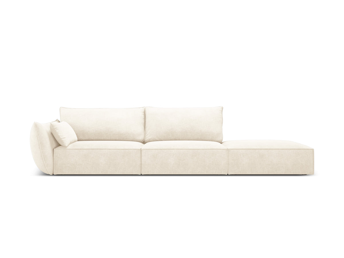 Bank in chenille stof rechts open VANDA lichtbeige