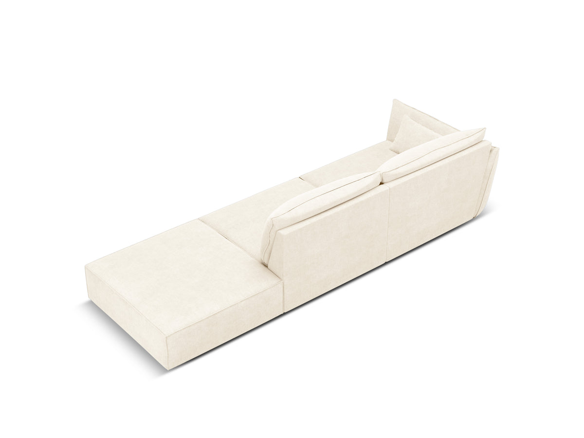 Bank in chenille stof rechts open VANDA lichtbeige