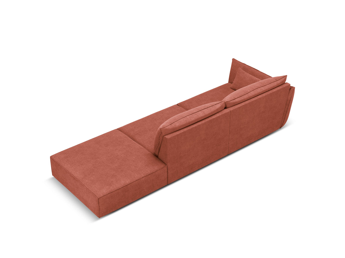 Bank in chenille stof, rechts open VANDA terracotta