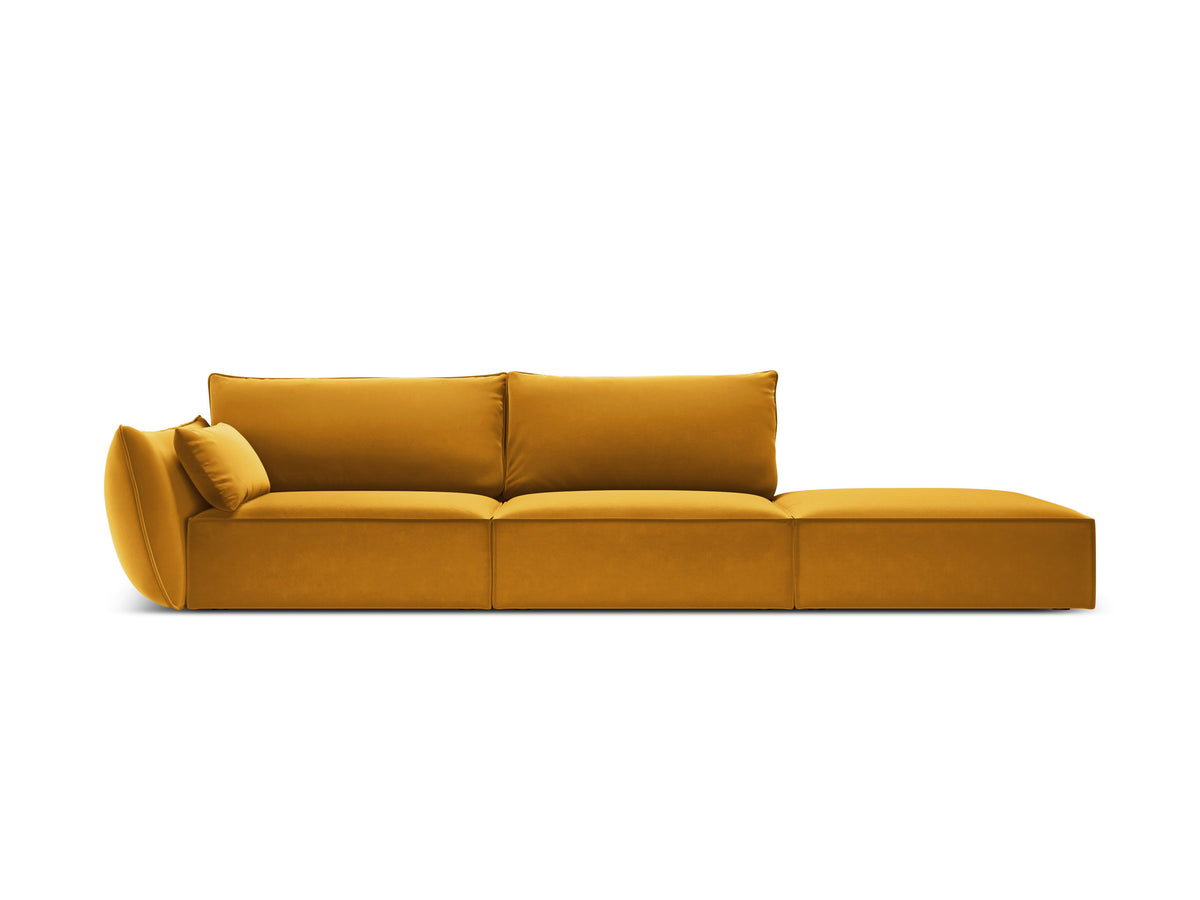 Sofa van fluweel rechts open VANDA mosterdgeel