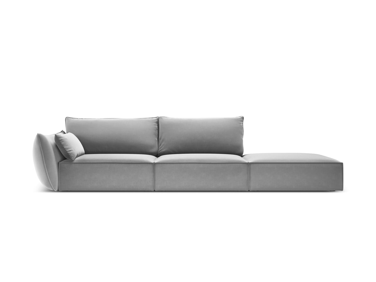 Sofa van fluweel rechts open VANDA grijs