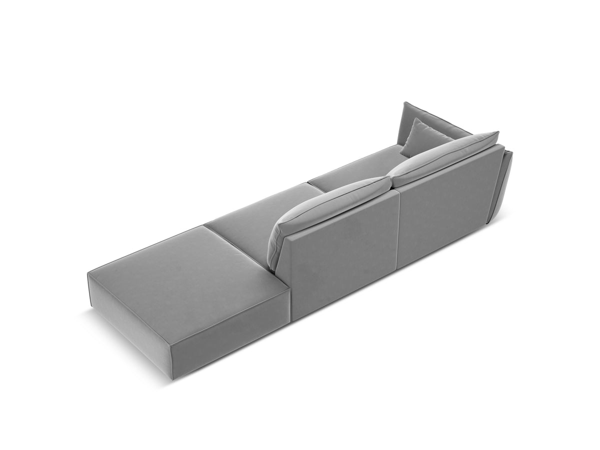 Sofa van fluweel rechts open VANDA grijs