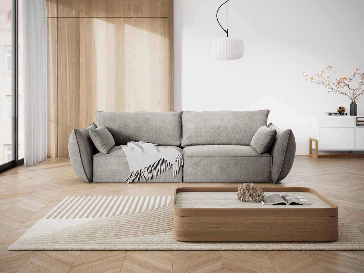 Sofa in chenille stof 3-zits VANDA lichtgrijs