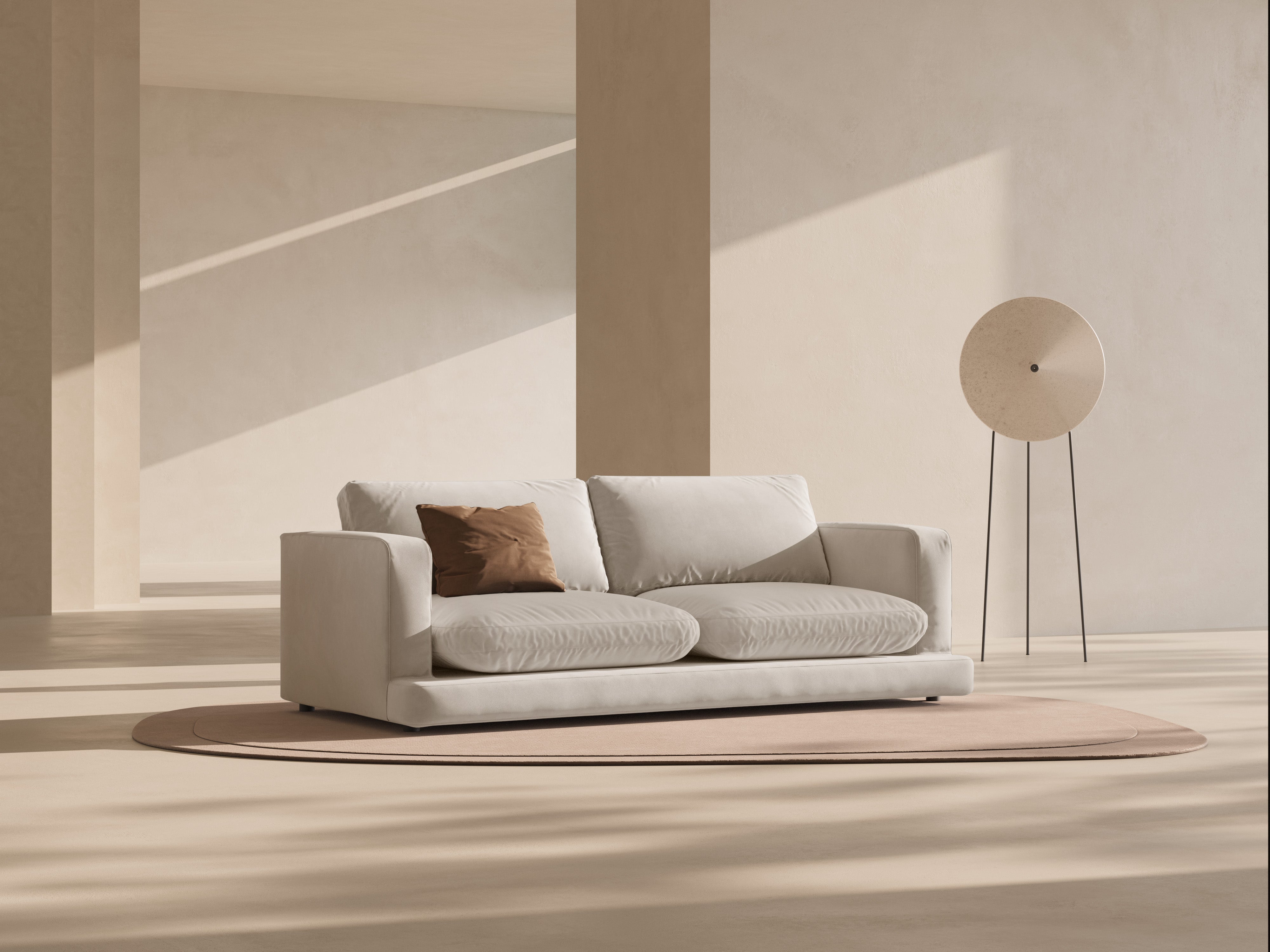 Sofa aksamitna 3-osobowa DAPHNE jasnobeżowy