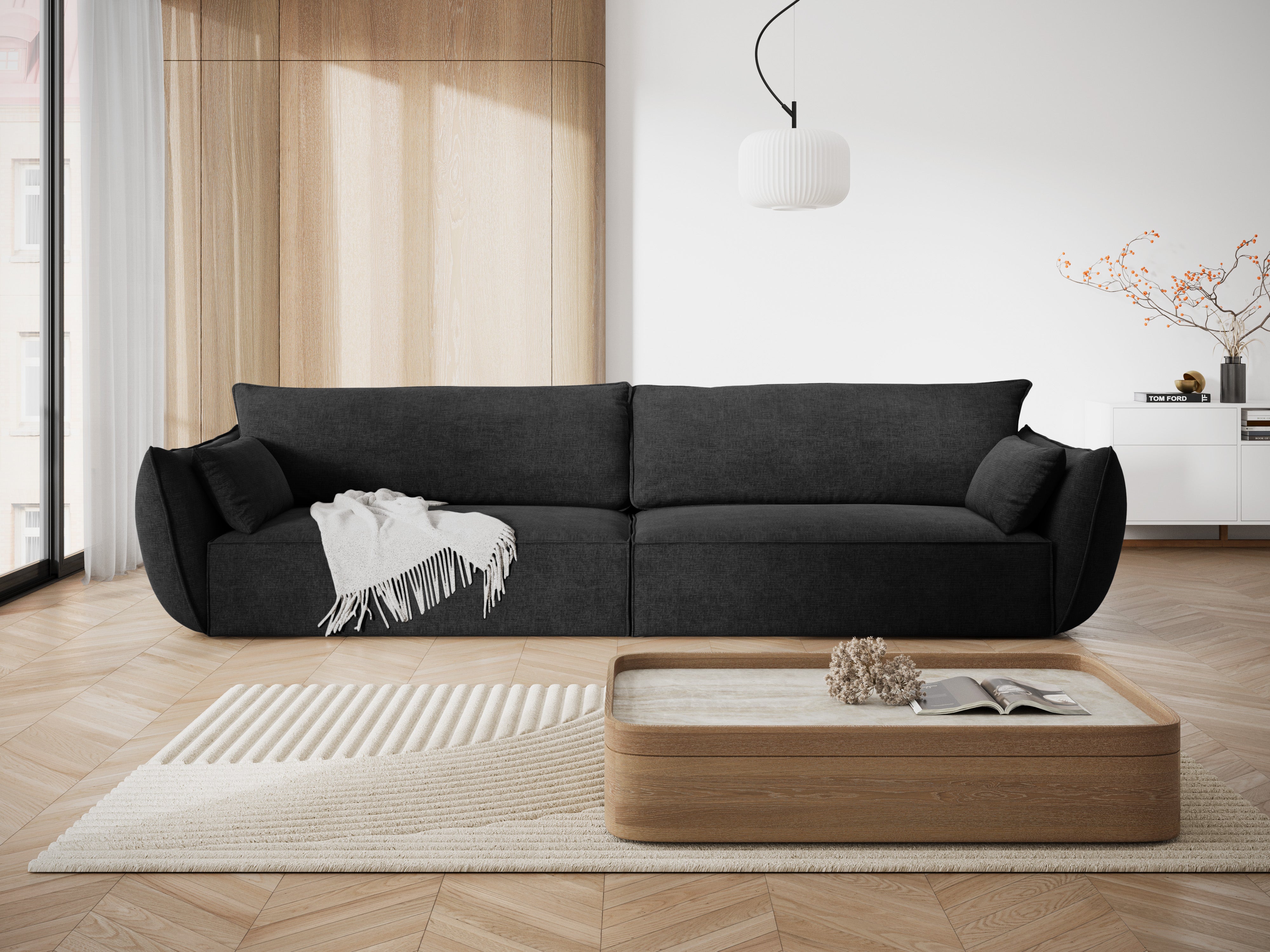 Sofa in chenille stof 4-persoons VANDA zwart