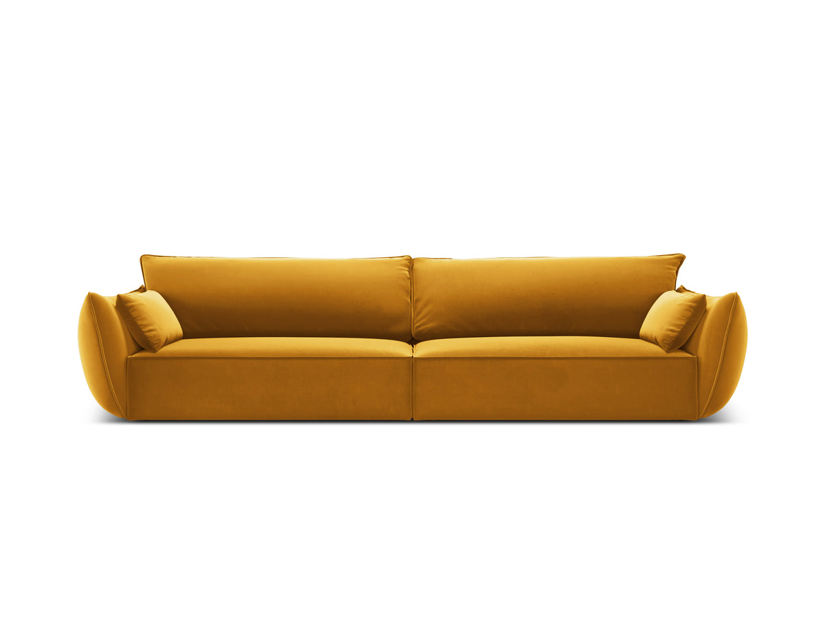 Sofa van fluweel voor 4 personen VANDA mosterdkleur