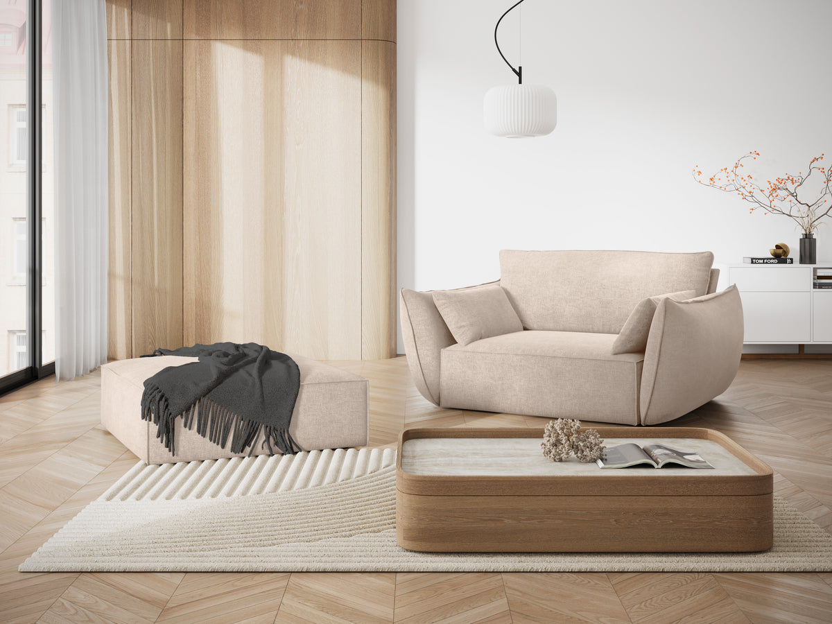 Beige VANDA fauteuil in chenille stof