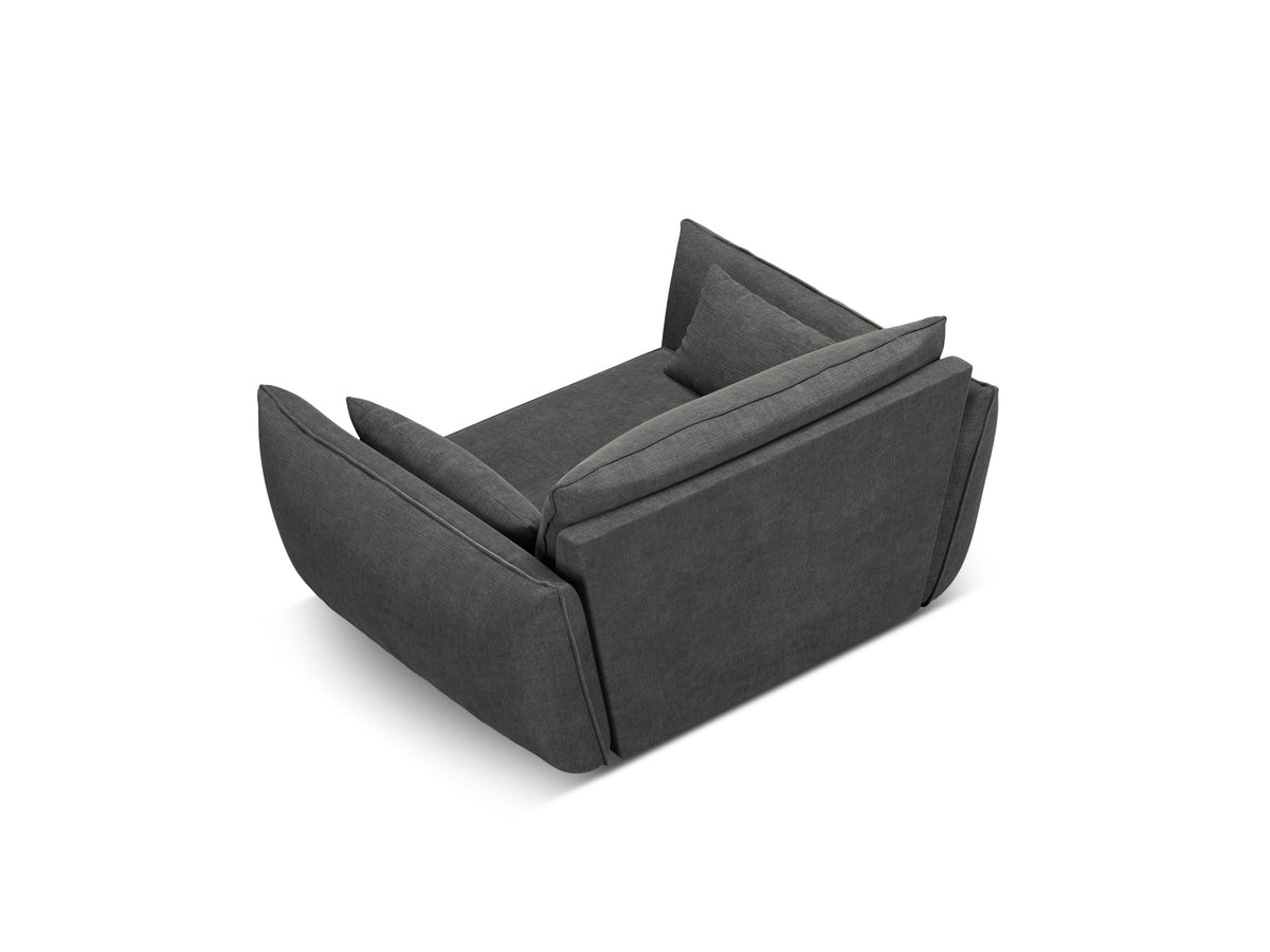 Fauteuil in chenille stof VANDA donkergrijs