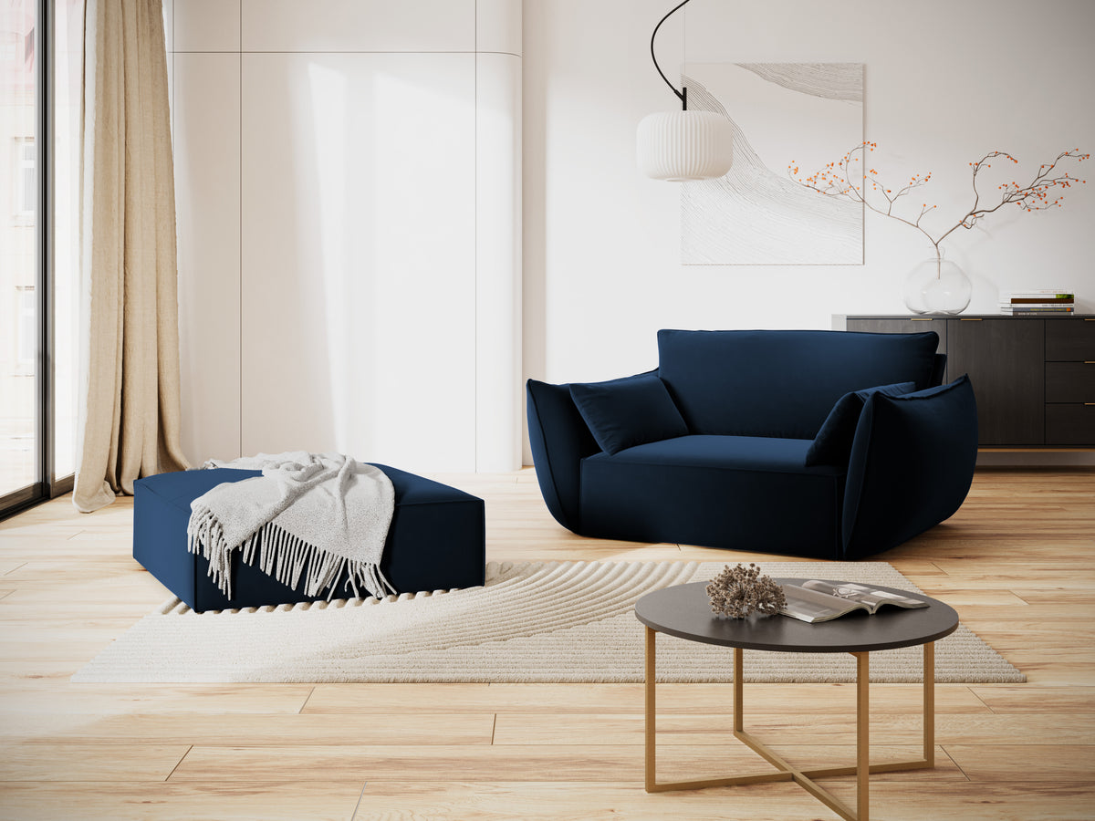 Fluwelen fauteuil VANDA marineblauw