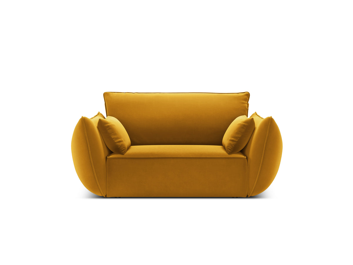 Fluwelen fauteuil VANDA mosterdgeel