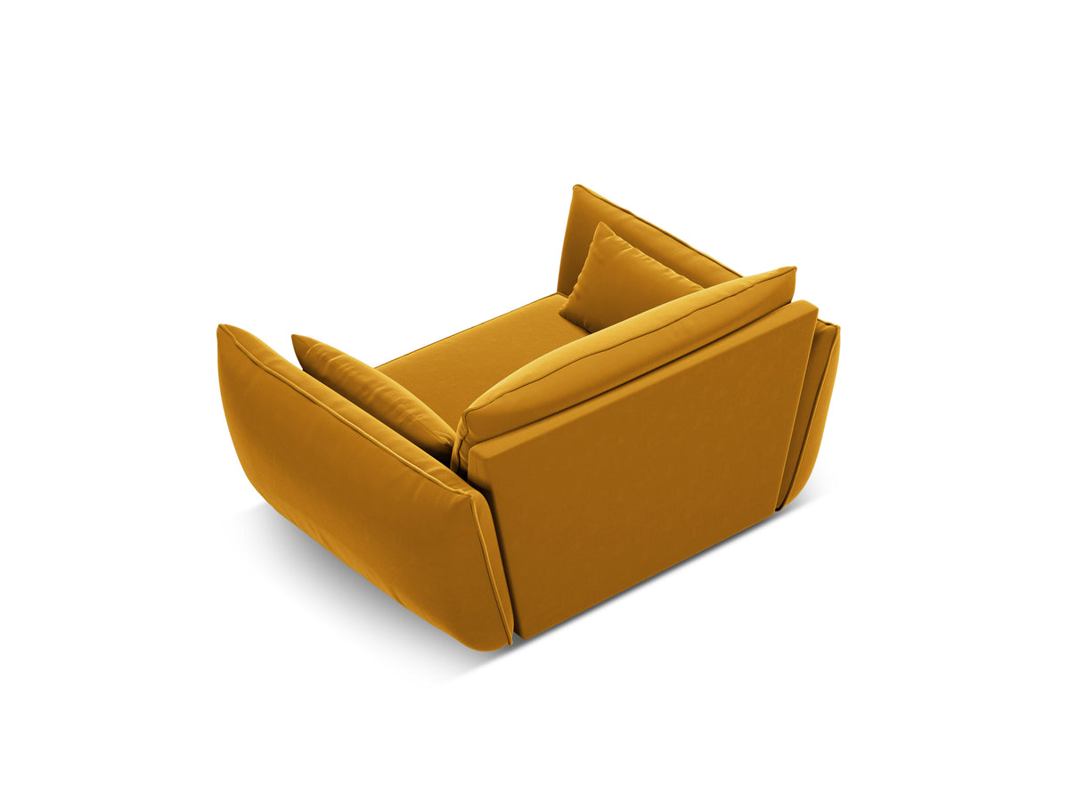 Fluwelen fauteuil VANDA mosterdgeel