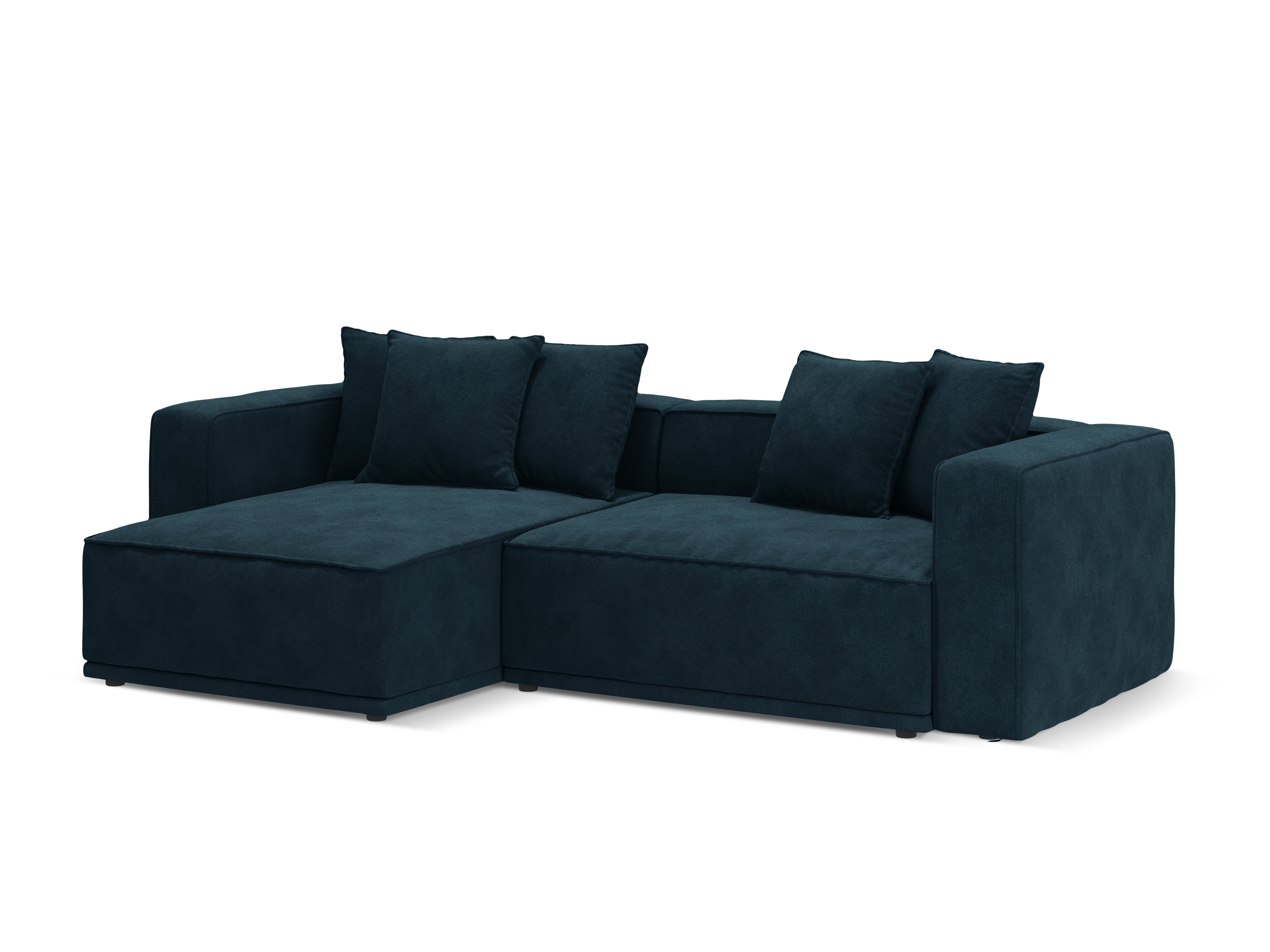 Samt-Ecksofa links mit Schlaffunktion RIBES petrolblau