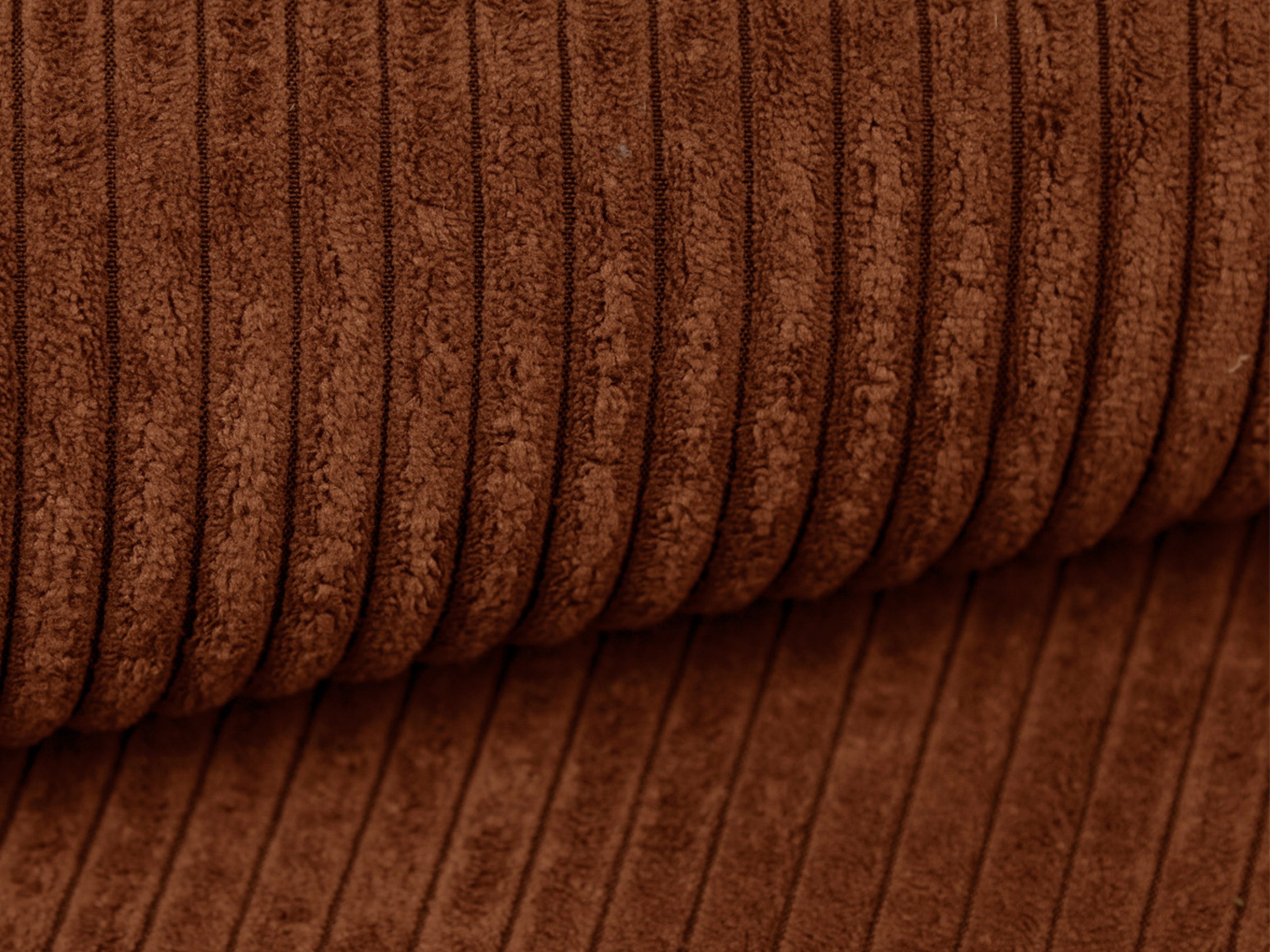 Links hoekbank met slaapfunctie RIBES baksteen corduroy