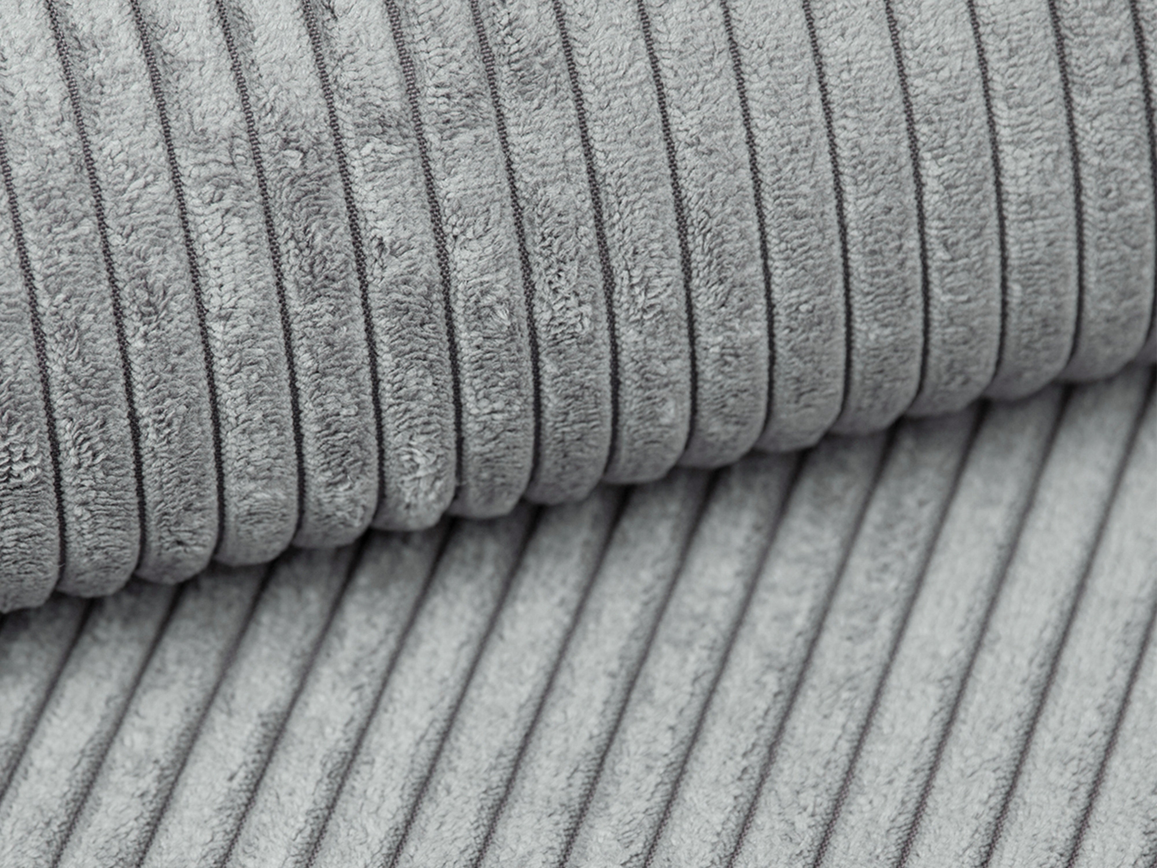 Links hoekbank met slaapfunctie RIBES grijs corduroy