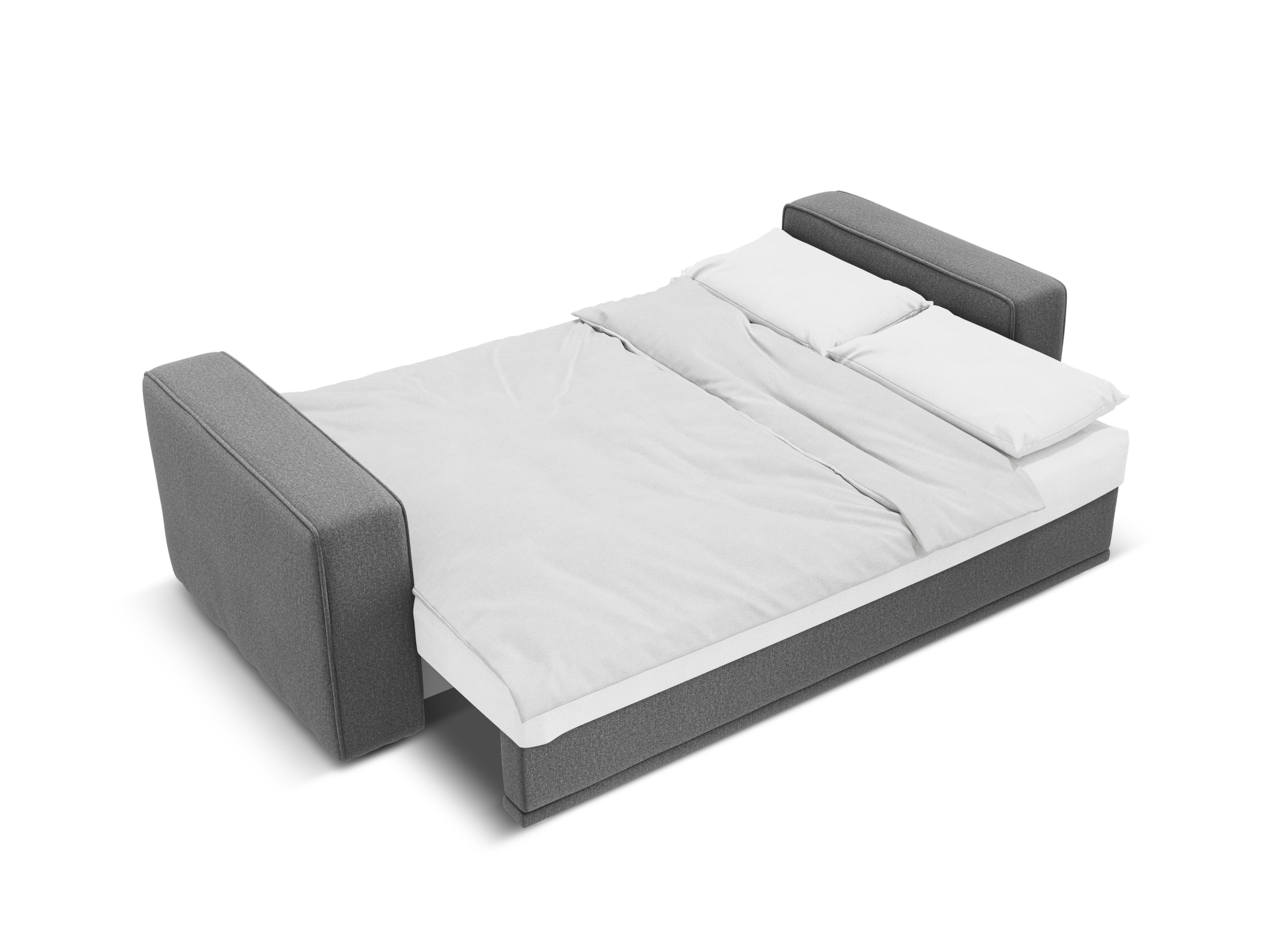 Links hoekkanaal met slaapfunctie RIBES grijs chenille