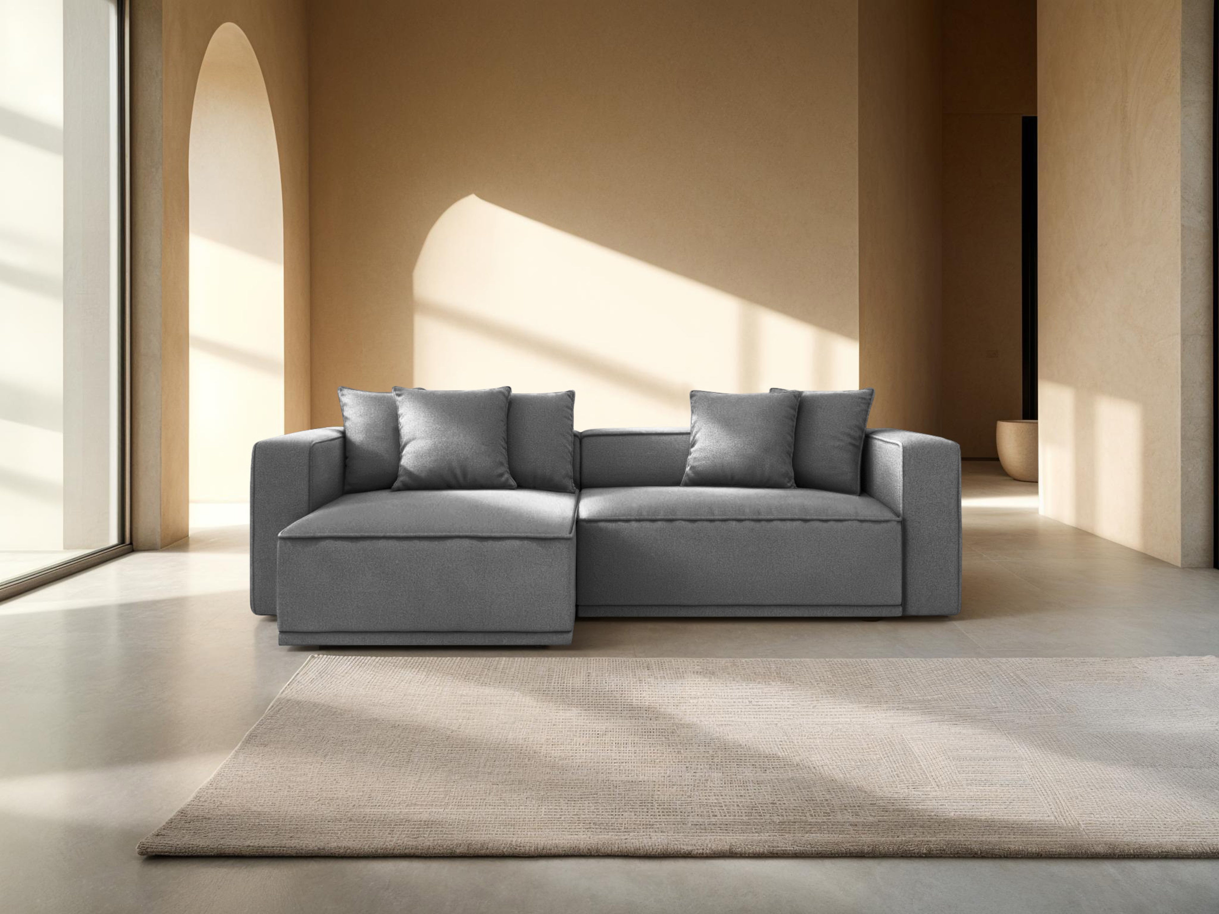 Left-sided corner sofa bed RIBES gray chenille