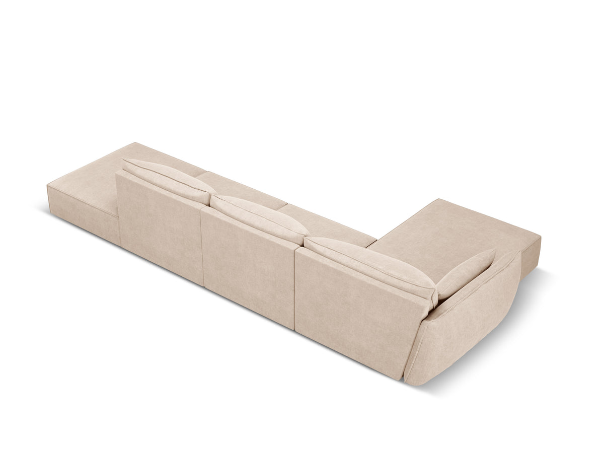 Hoekbank in chenille stof links open VANDA beige
