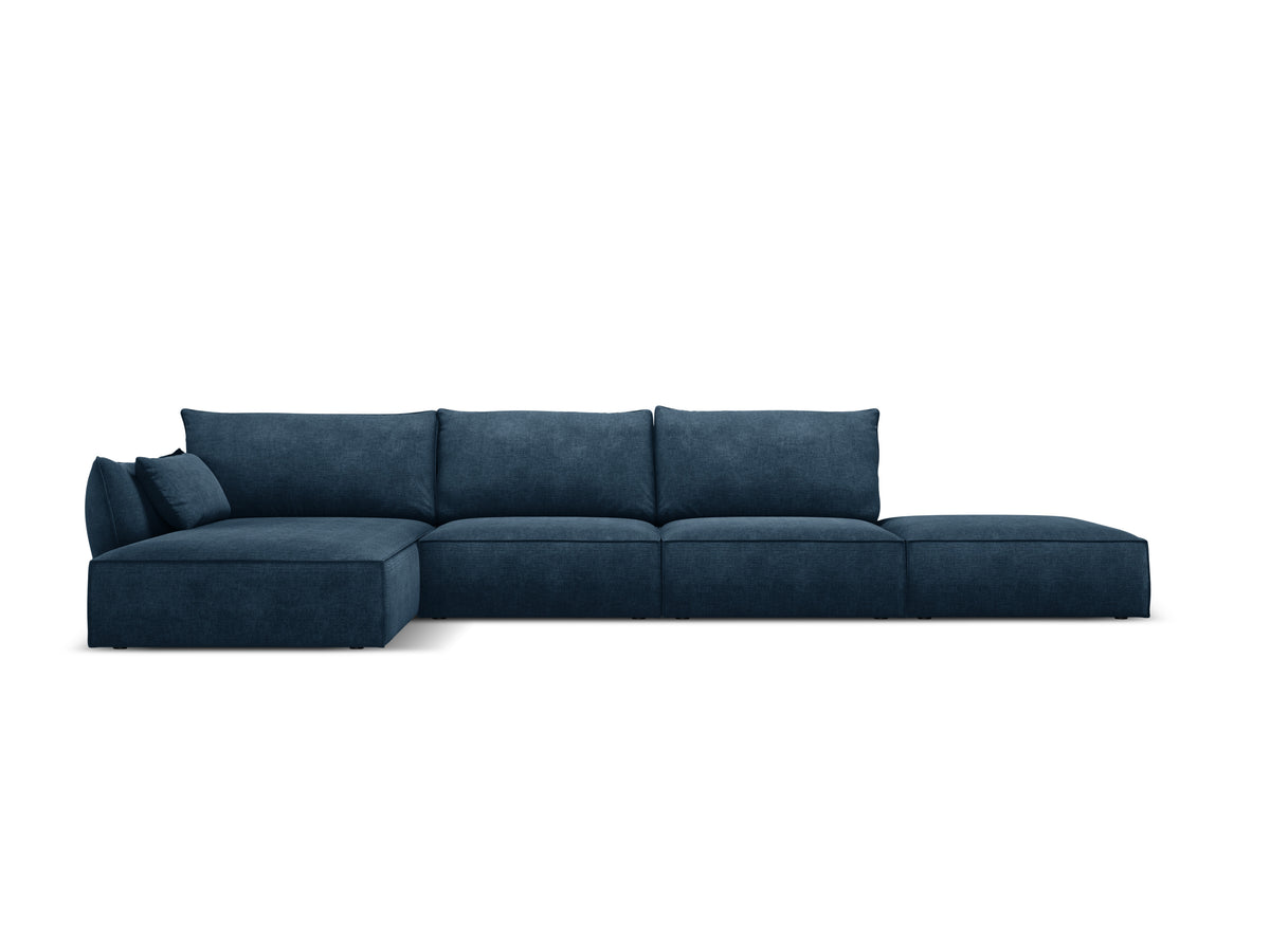 Hoekbank in chenille stof links open VANDA koninklijk blauw
