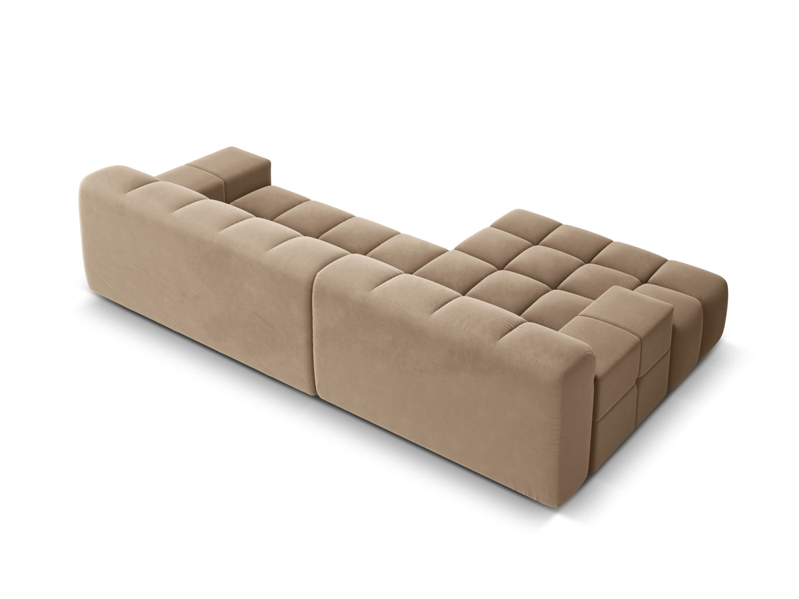 Left-facing 3-seater velvet corner sofa AGAVE beige