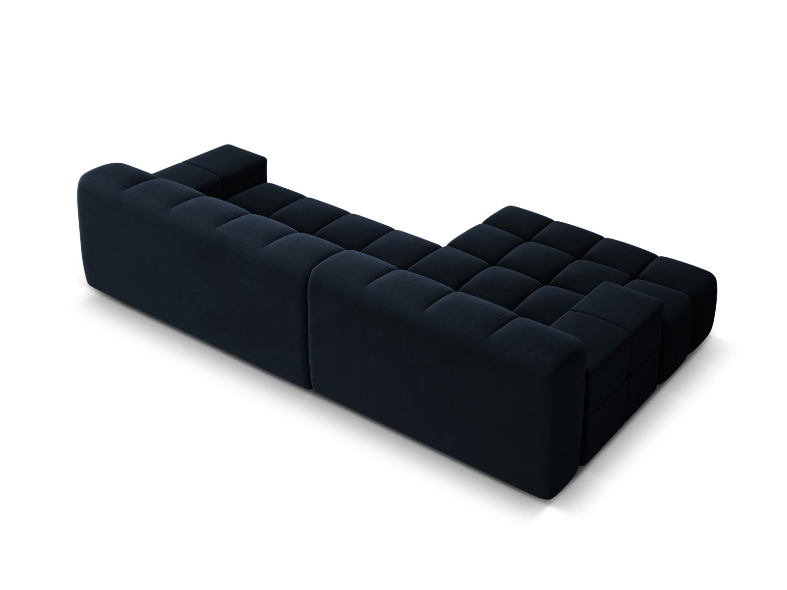 Samt-Ecksofa 3-sitzig links AGAVE in Marineblau