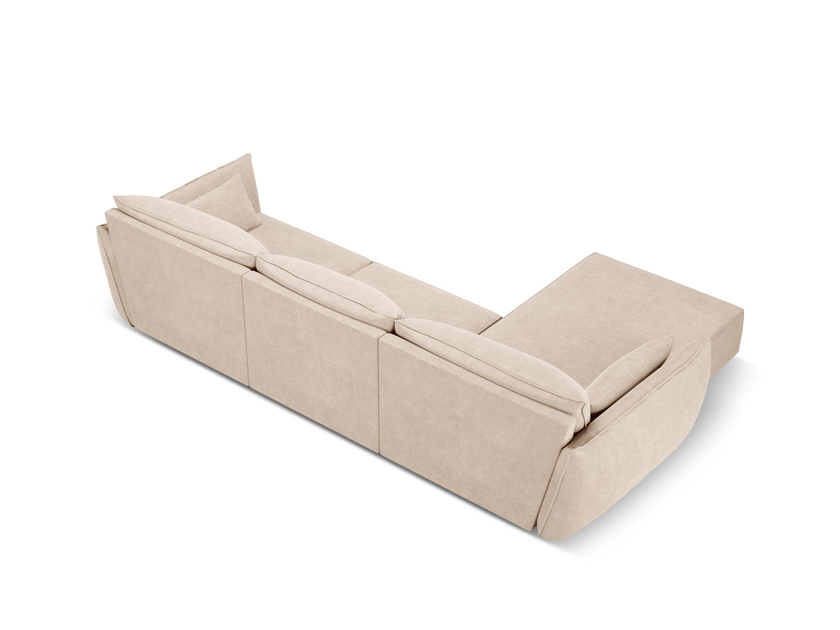 Hoekbank in chenille stof links 4-persoons VANDA beige