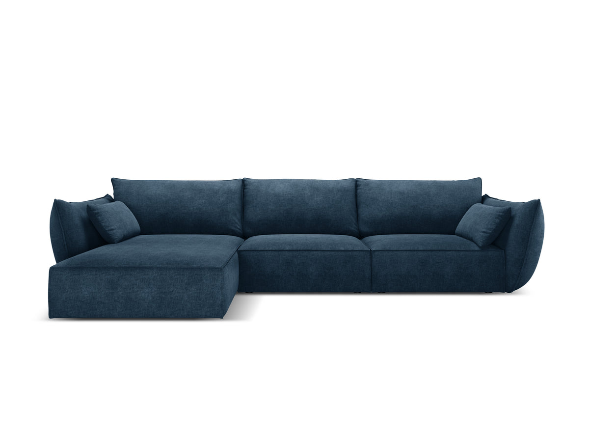 Hoekbank in chenille stof links 4-persoons VANDA koninklijk blauw