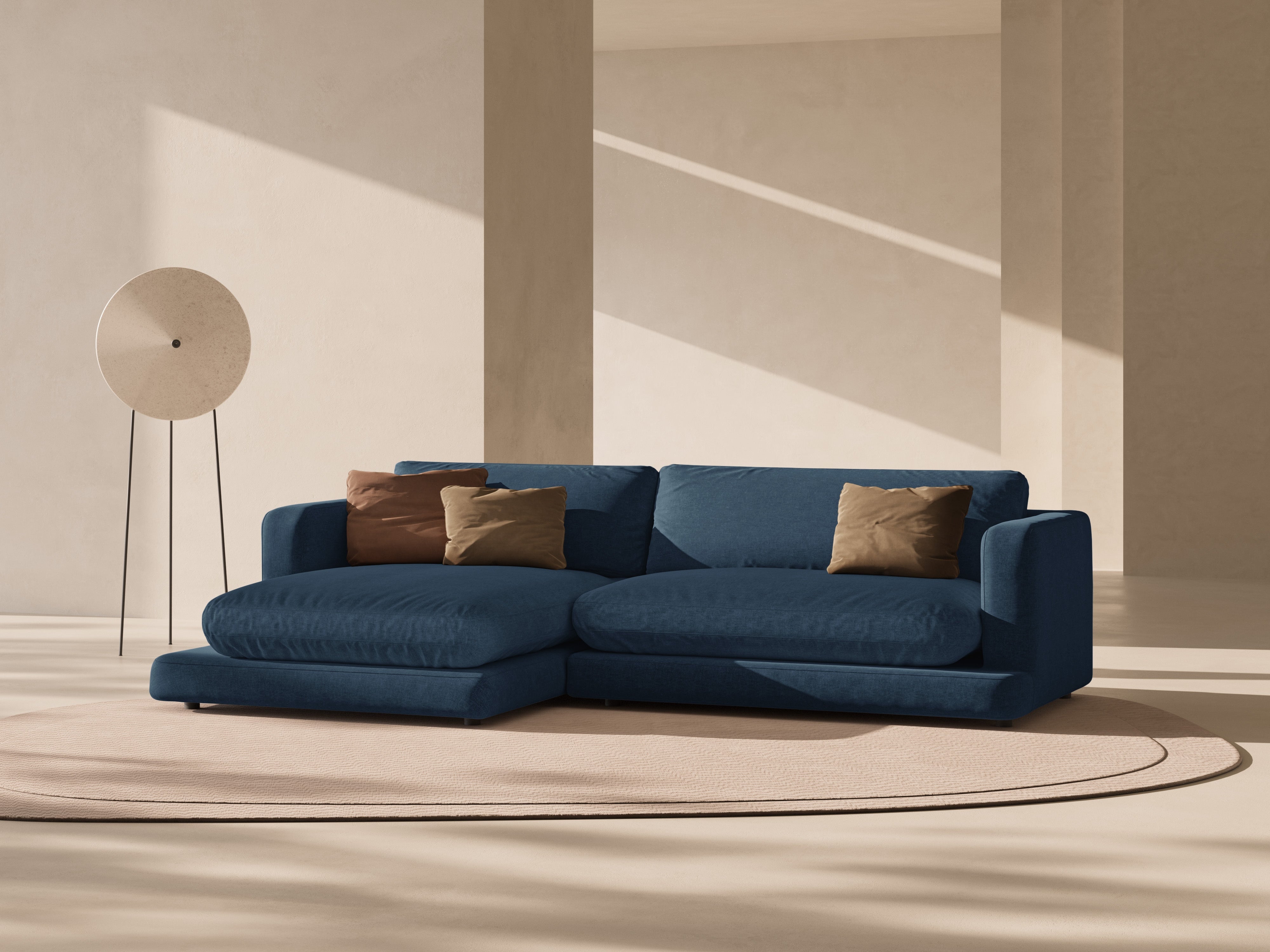 Linkerhoekbank DAPHNE donkerblauw chenille