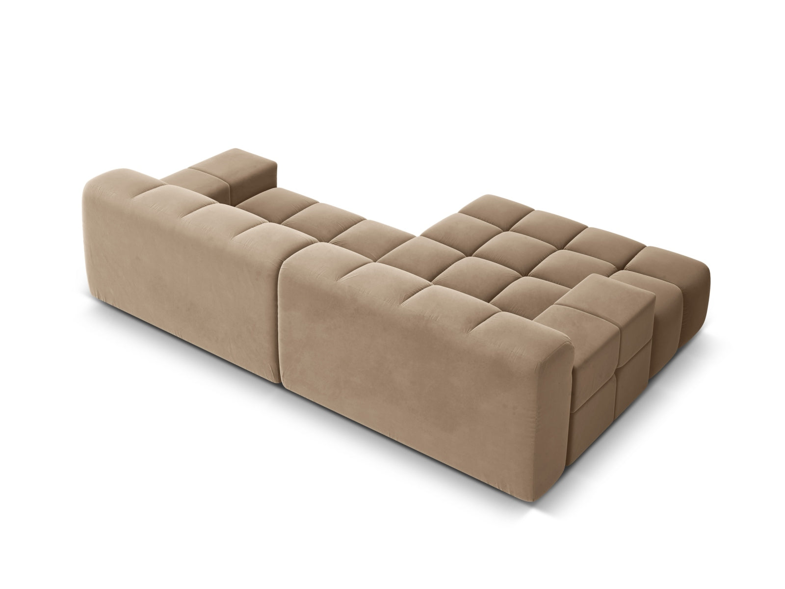 Left-facing 2-seater velvet corner sofa AGAVE beige