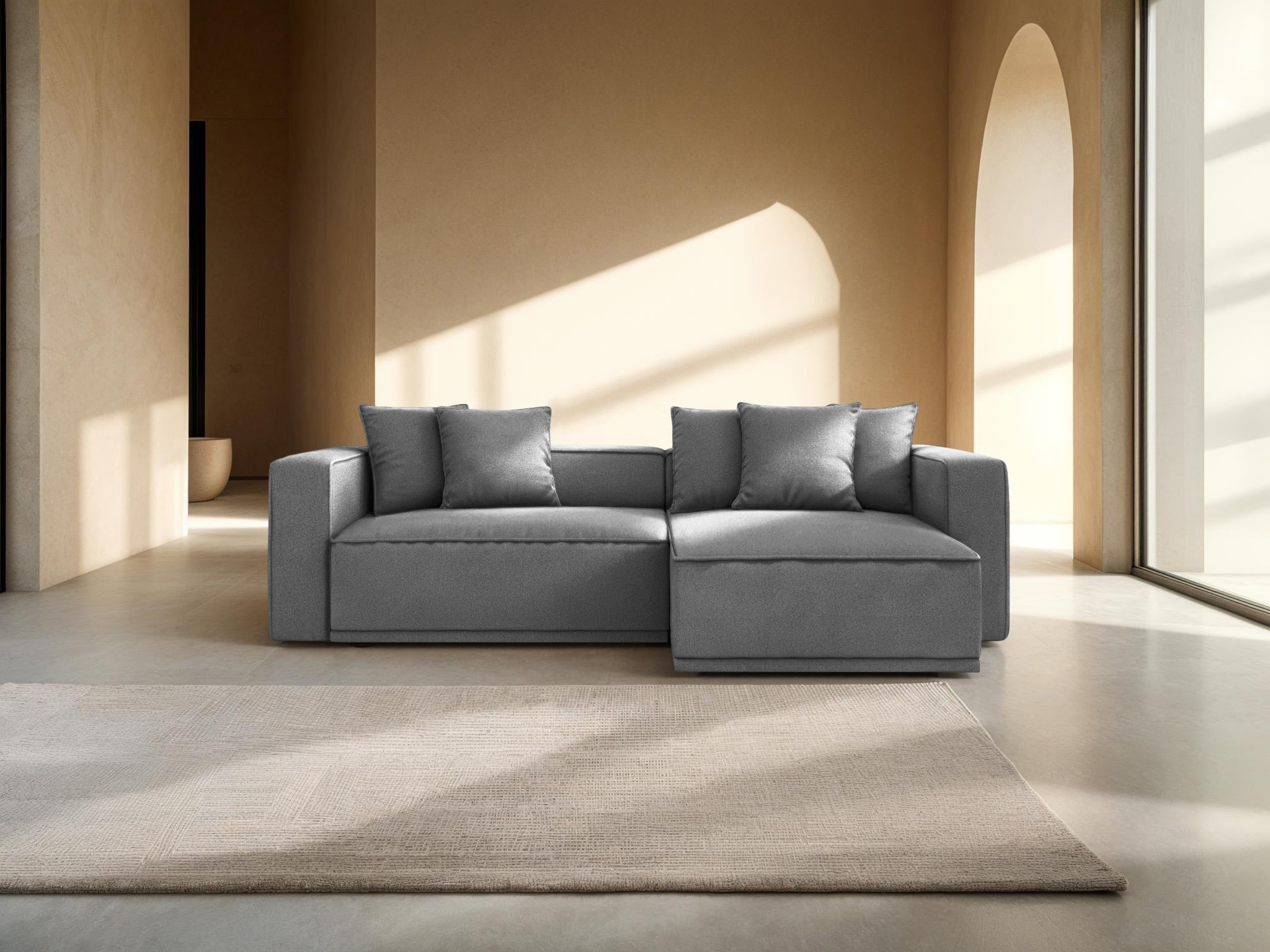 Rechtsseitige Schlafcouch RIBES graues Chenille